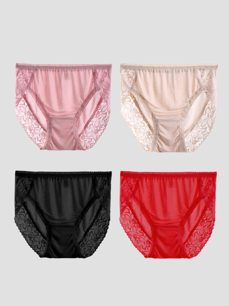 4 Stück Sexy Spitzen Seidenjersey Höschen für Damen (BH Nicht Inklusive) - Image 3