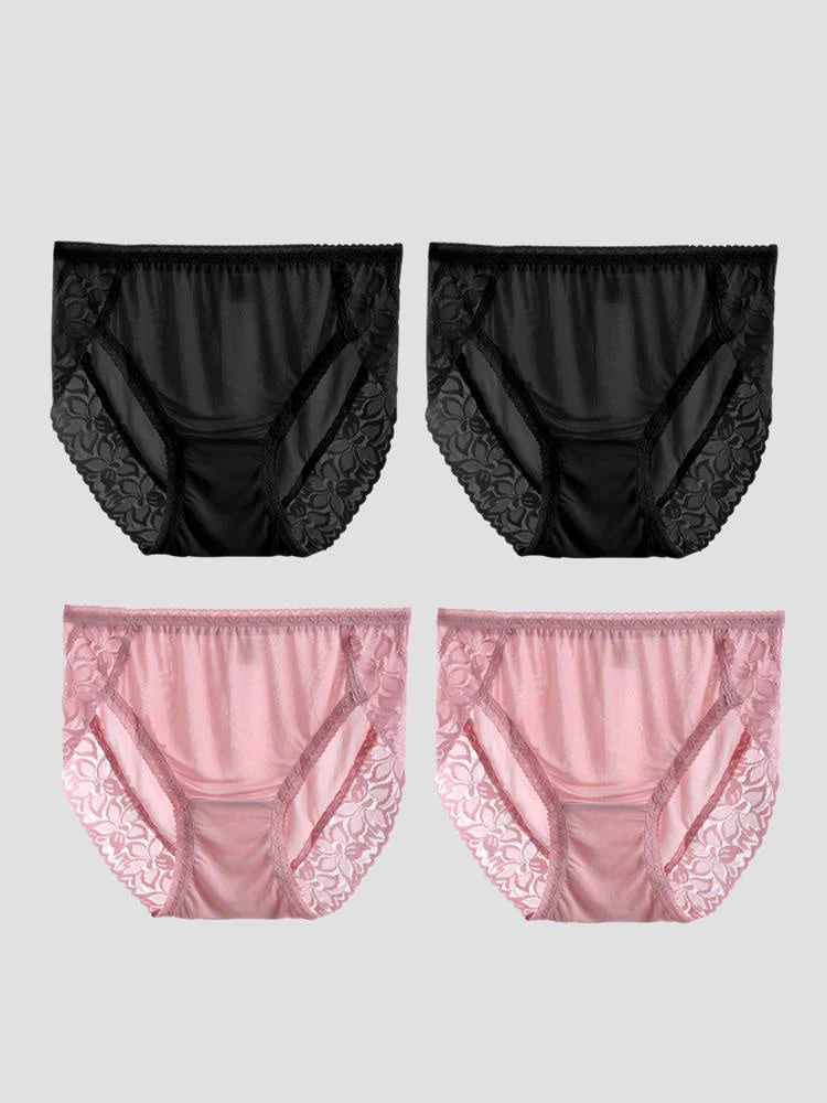 4 Stück Sexy Spitzen Seidenjersey Höschen für Damen (BH Nicht Inklusive) - Image 9