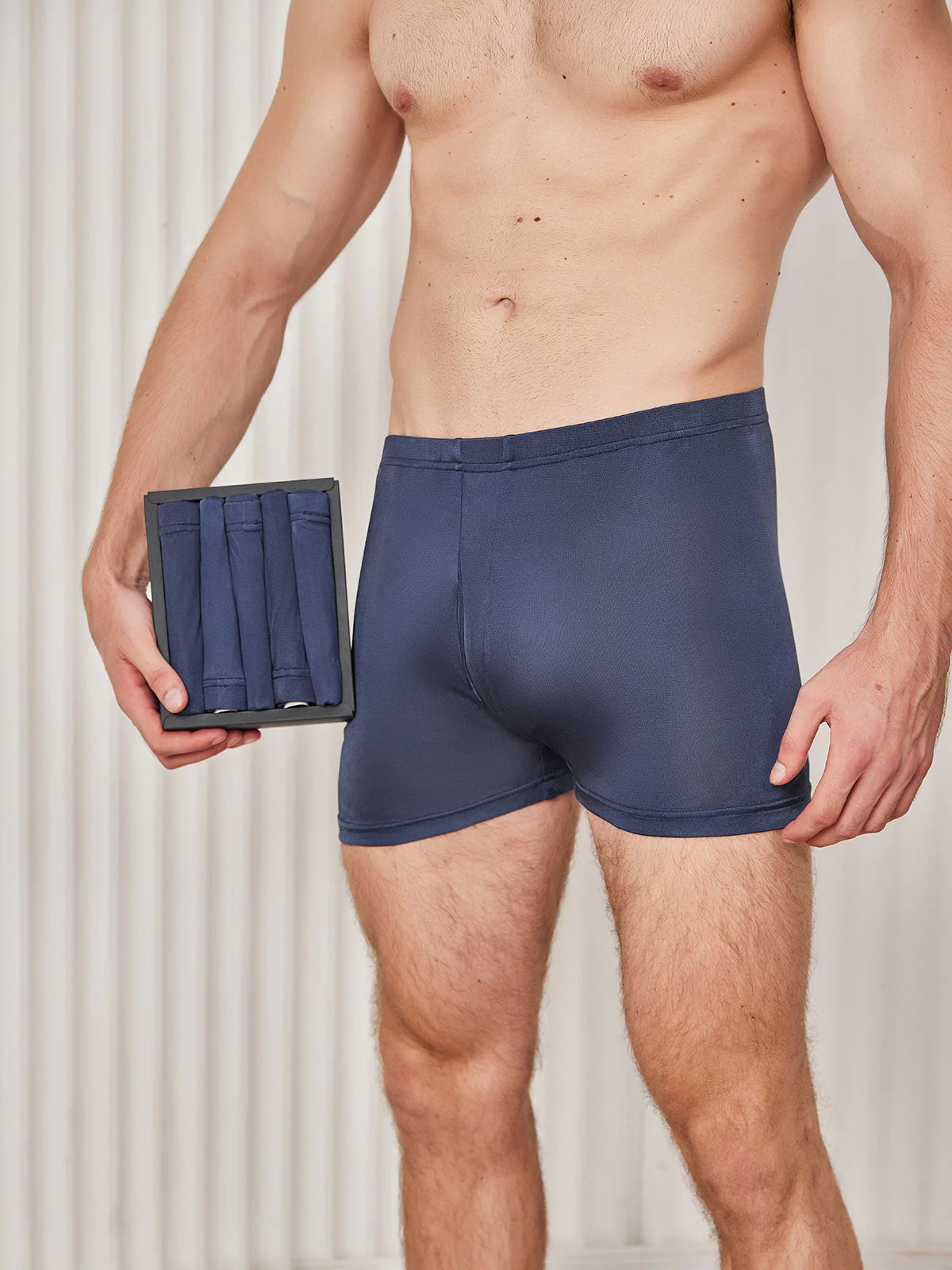 5 Stück Gestrickte Herren-Boxershorts aus Maulbeerseide mit Frontöffnung - Image 3