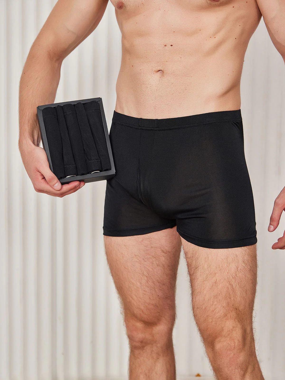 5 Stück Gestrickte Herren-Boxershorts aus Maulbeerseide mit Frontöffnung - Image 5
