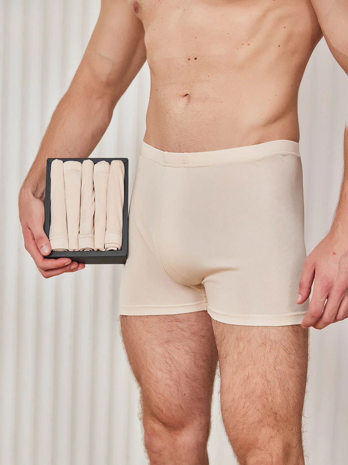 5 Stück Gestrickte Herren-Boxershorts aus Maulbeerseide mit Frontöffnung - Image 7