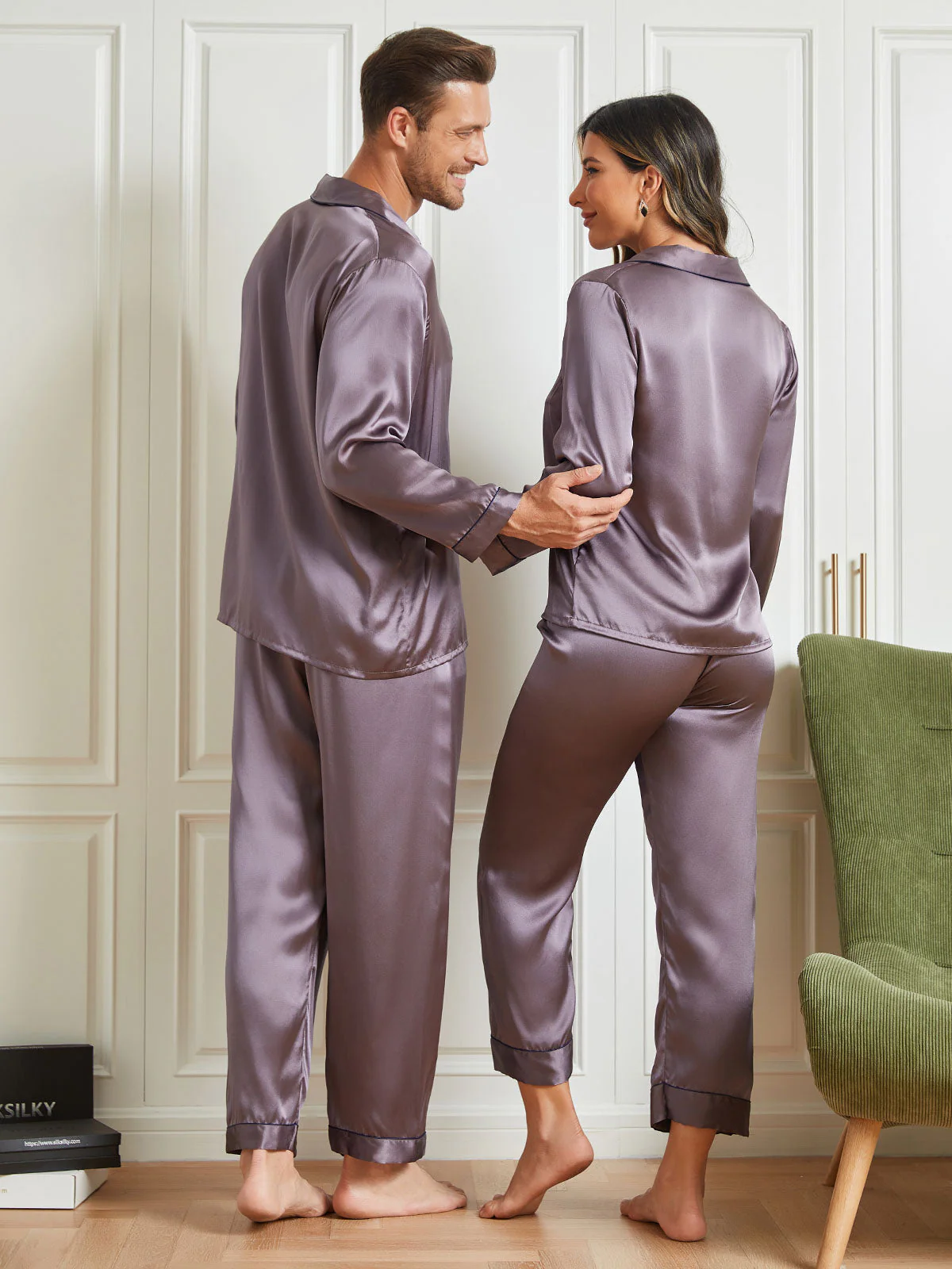 Paar reine Seide lange Pyjama-Sets insgesamt 4Pcs - Image 16