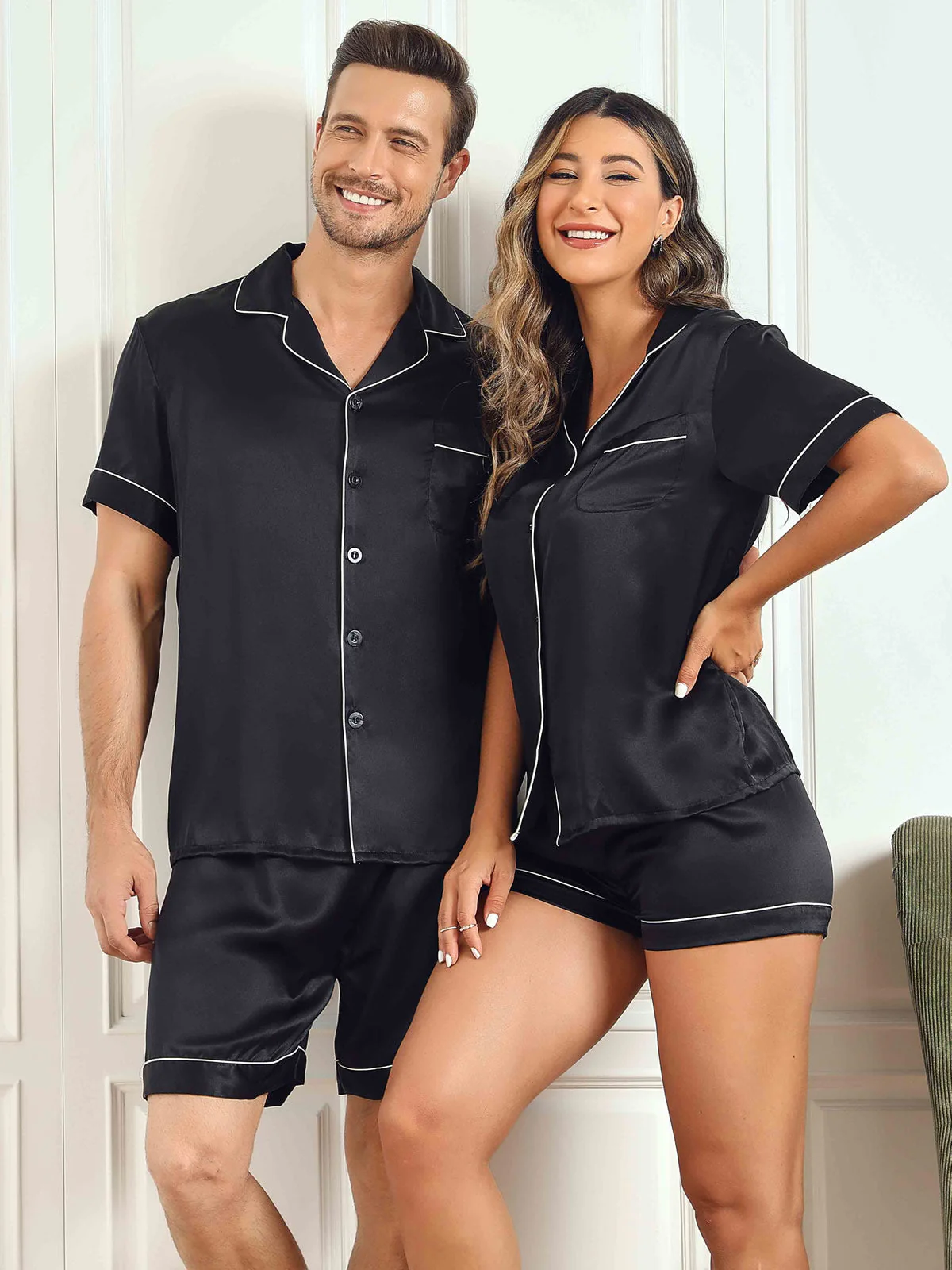 Paar kurze Pyjama-Sets aus reiner Seide insgesamt 4Pcs - Image 41