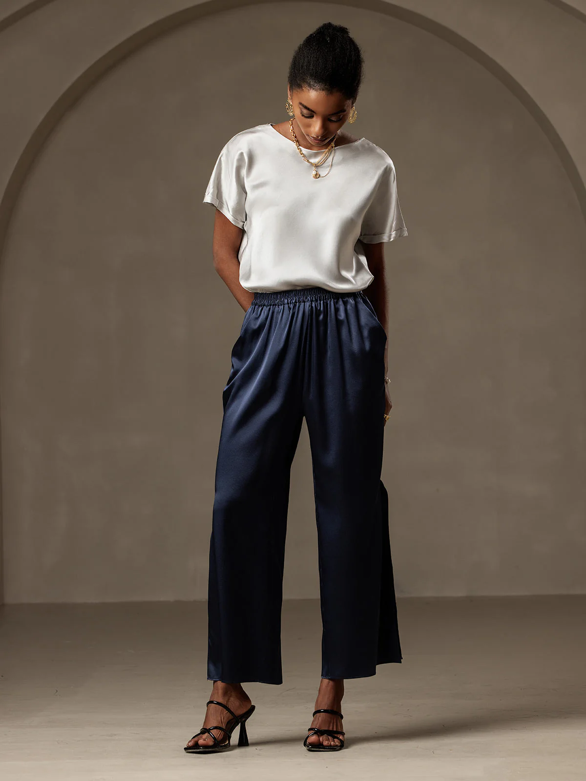 Clearance - 19Momme Modische sexy Seidenhose mit seitlichen Schlitzen - Image 13