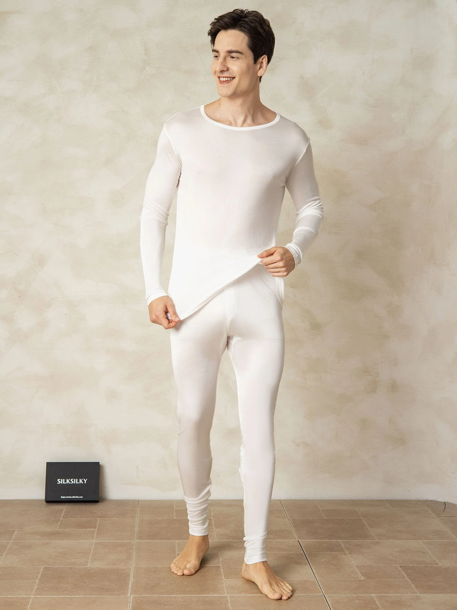 Herren Seidenjersey Langarm Unterwäsche - Image 25
