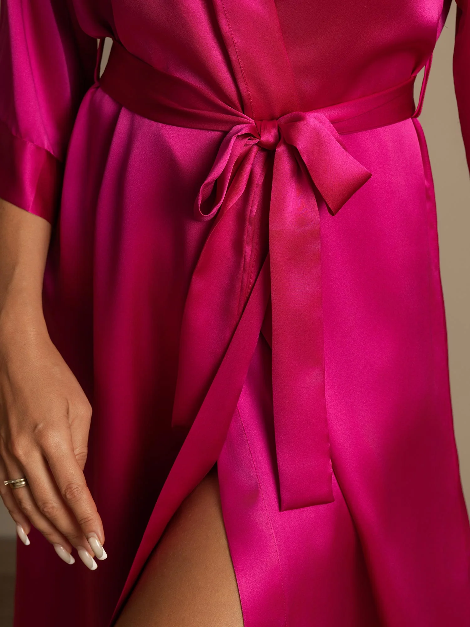 100% Maulbeerseide 3/4-Ärmel Damen Wickelkimono Bademantel - Image 57