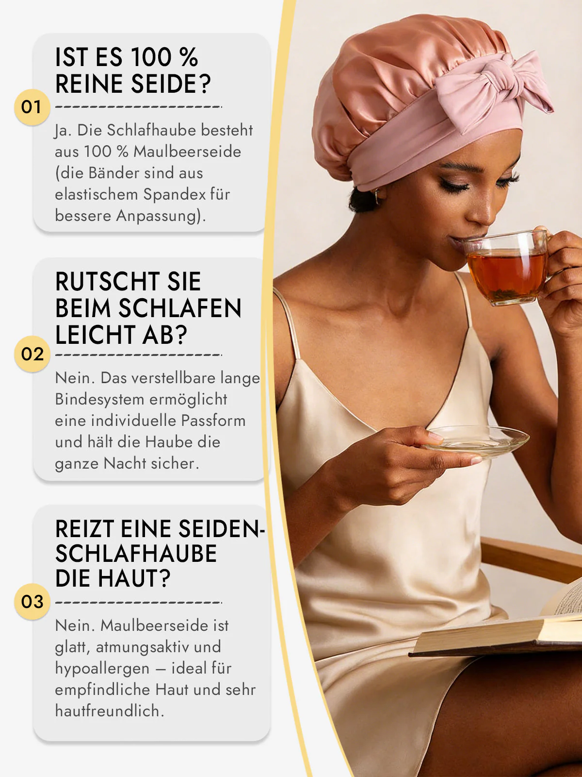 Reine Seide Schleifenbindung Seidenhaube - Image 6
