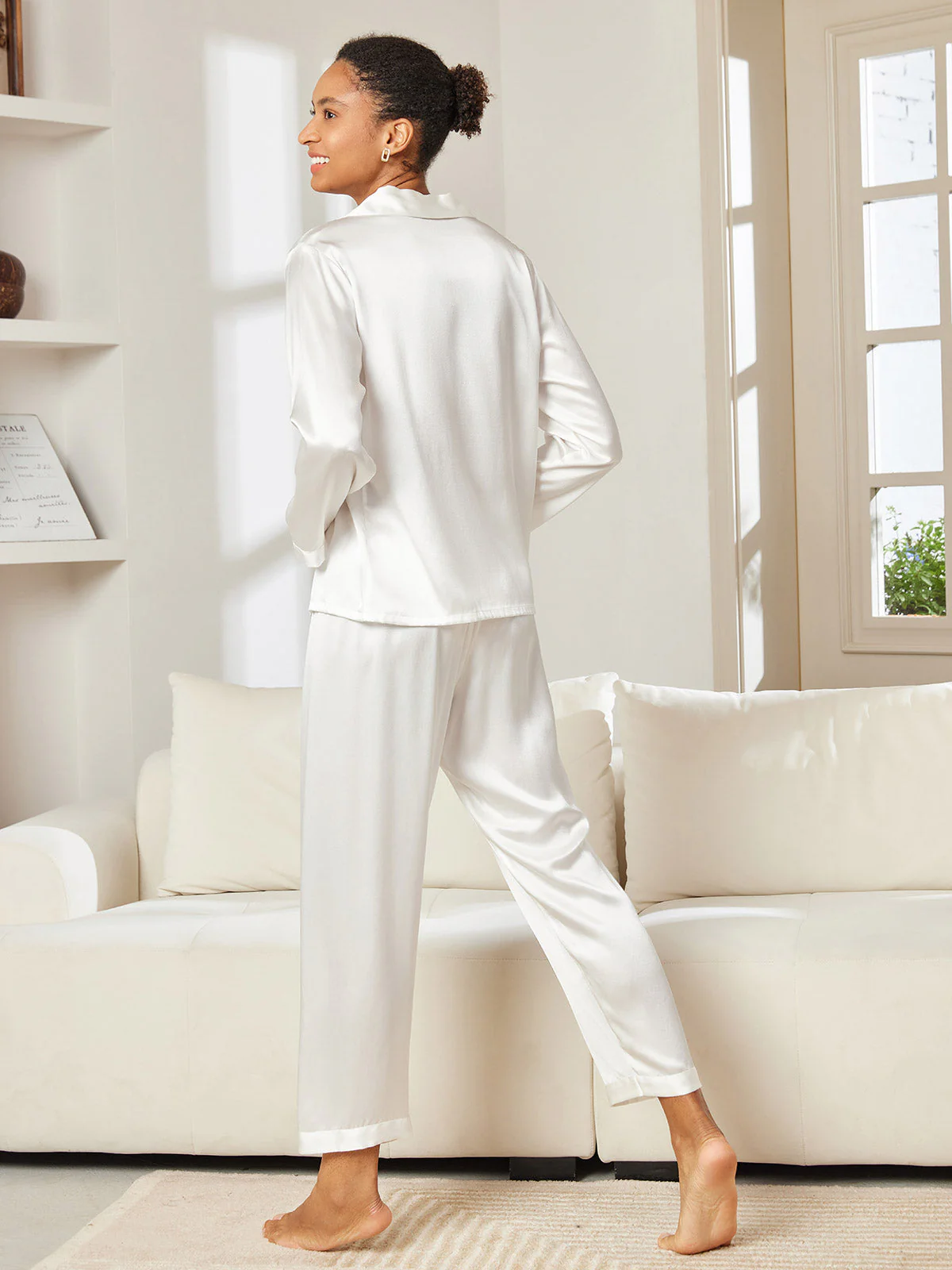 Reine Seide Knöpfe Damen Pyjamas - Image 49