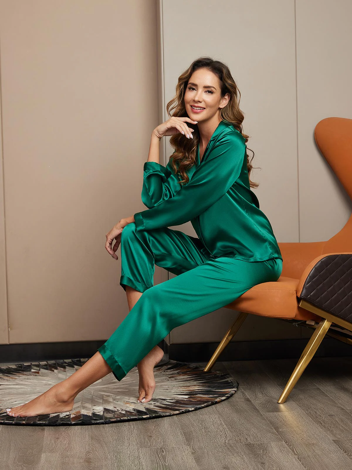 Reine Seide Knöpfe Damen Pyjamas - Image 77