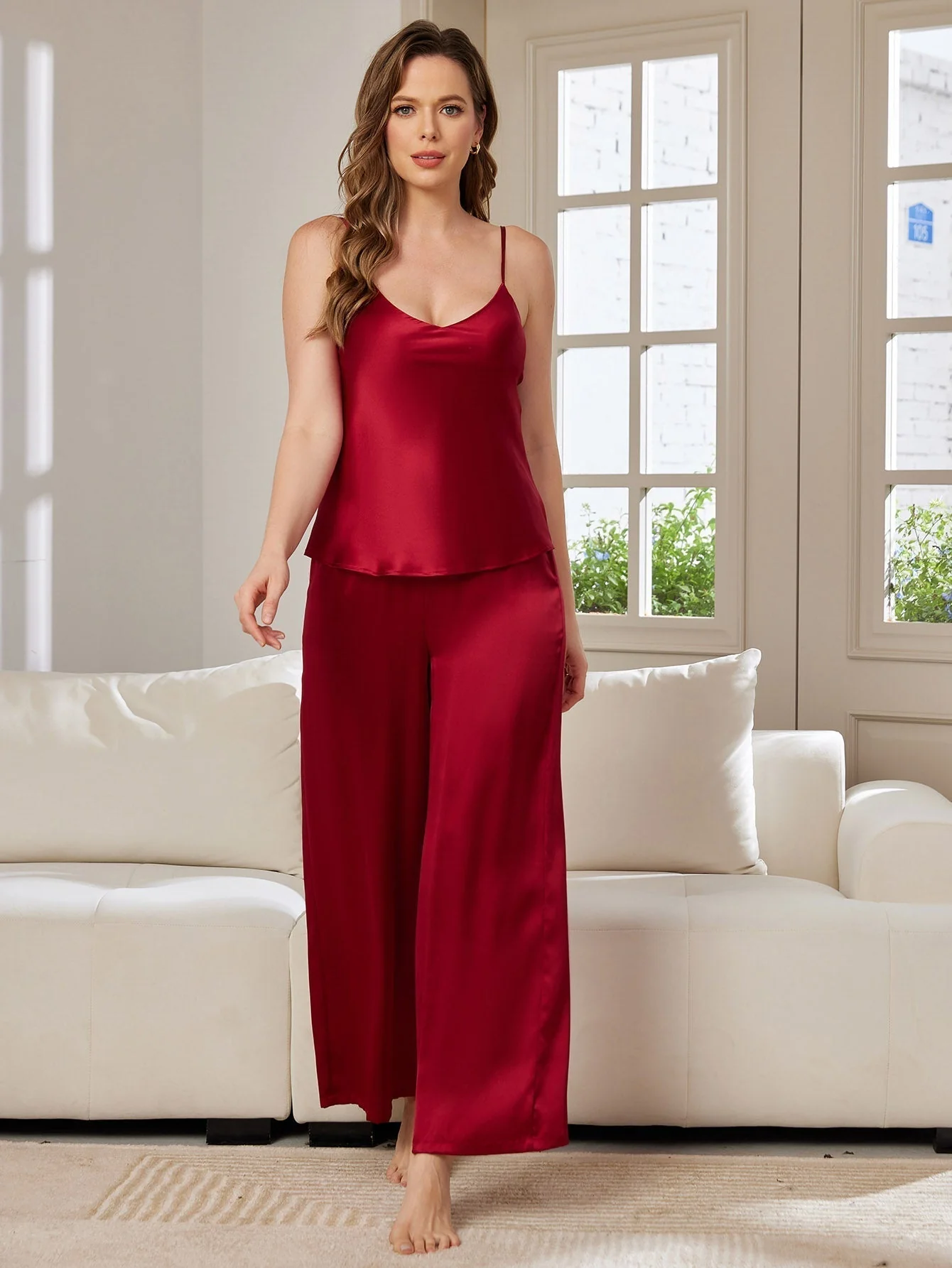 Pyjama-Set aus reiner Seide mit Cami-Top & weiten Hosen - Image 41