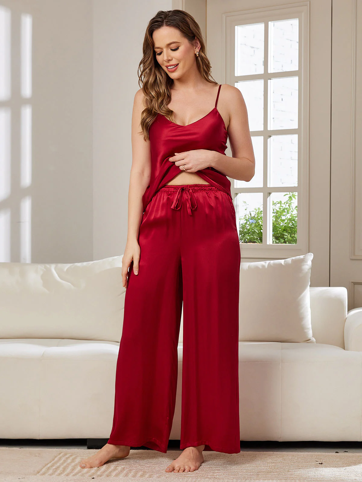 Pyjama-Set aus reiner Seide mit Cami-Top & weiten Hosen - Image 43