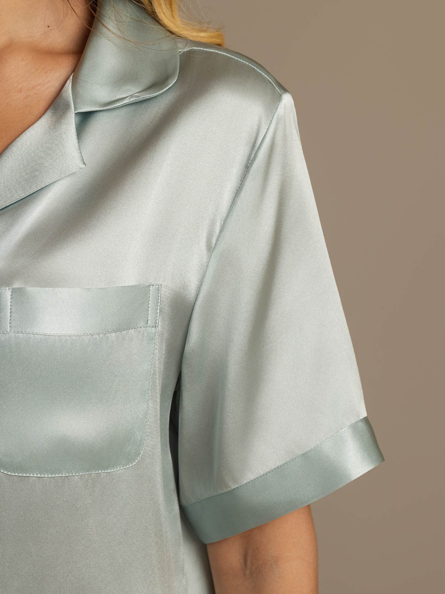 Reines Seiden-Kurzarm-Damenpyjama-Set - Image 18