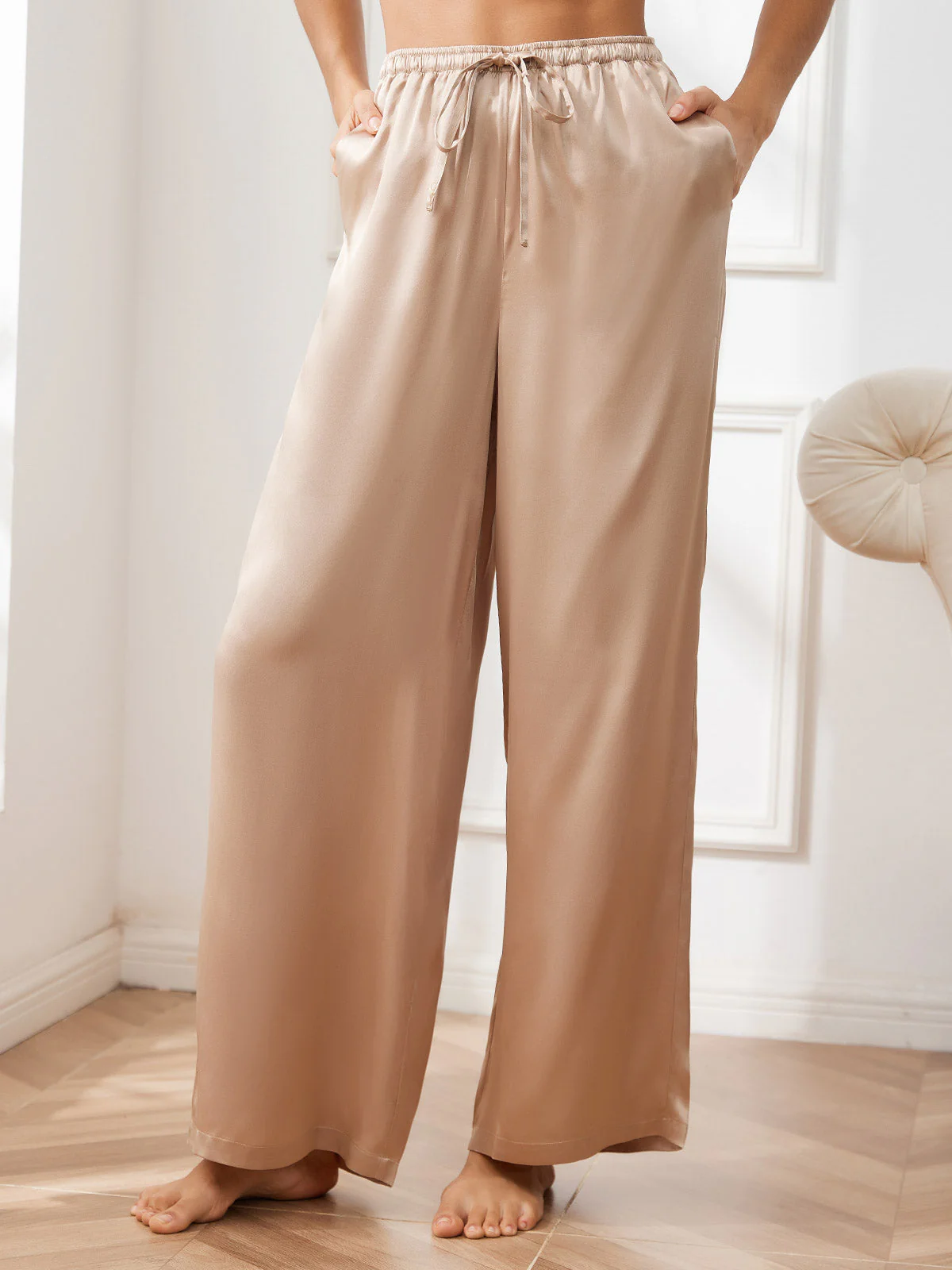100% Maulbeerseide Weites Bein Damen Hose - Image 22