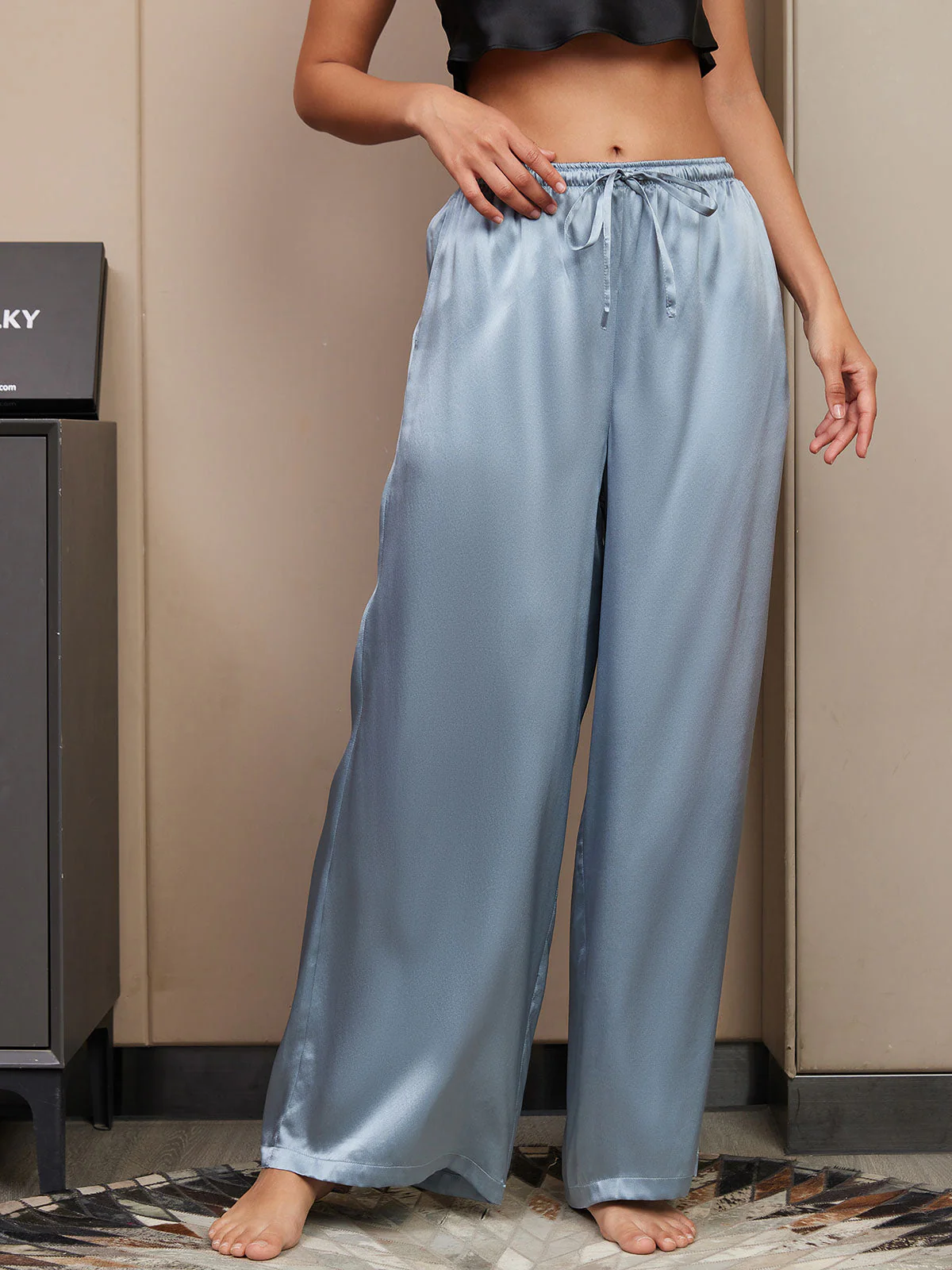 100% Maulbeerseide Weites Bein Damen Hose - Image 50