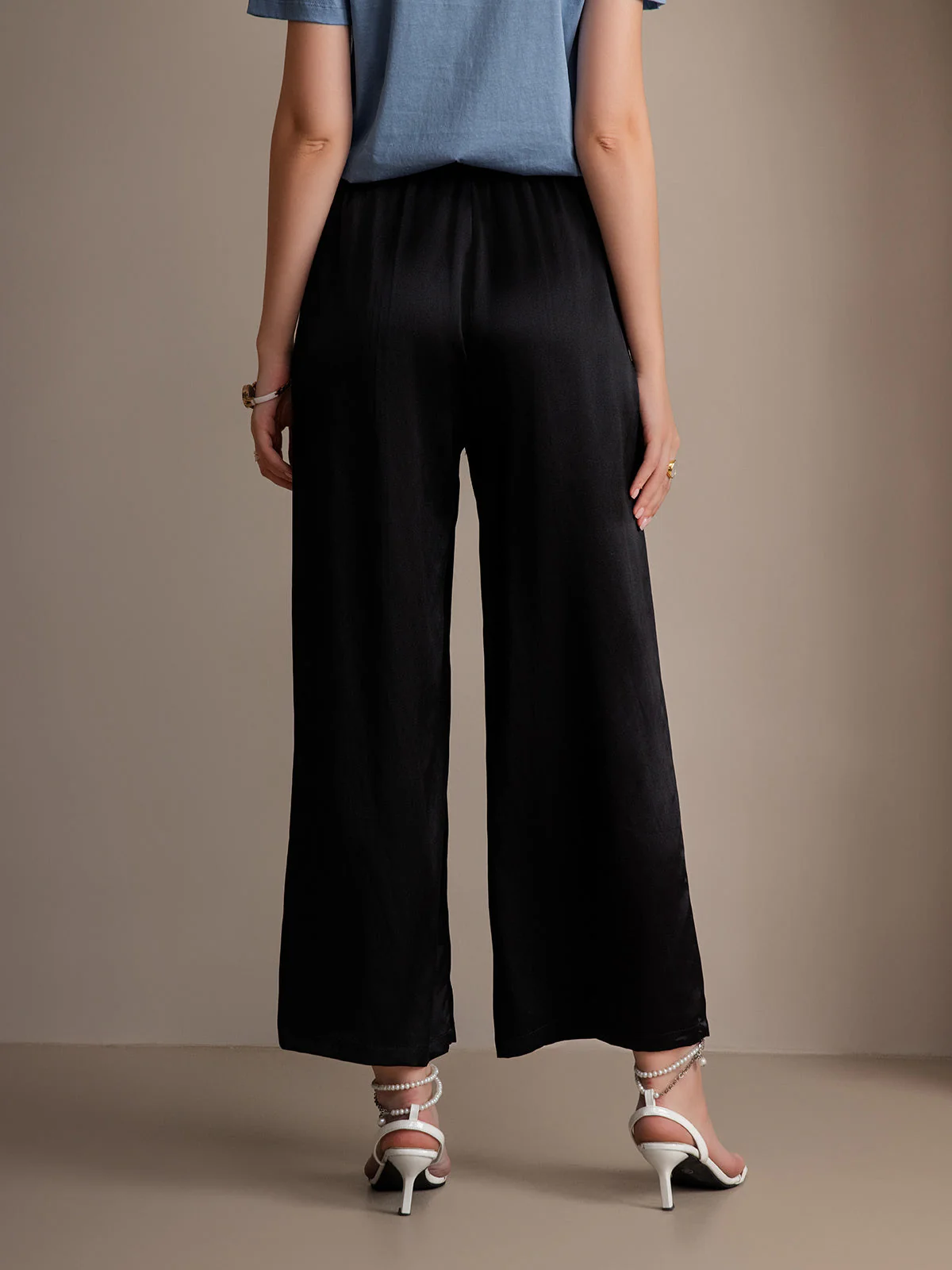 Reine Seide Entspannte Elastische Taille Hose - Image 10