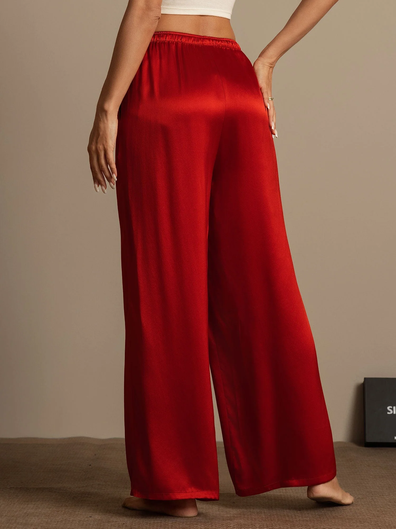 Reine Seide Entspannte Elastische Taille Hose - Image 16