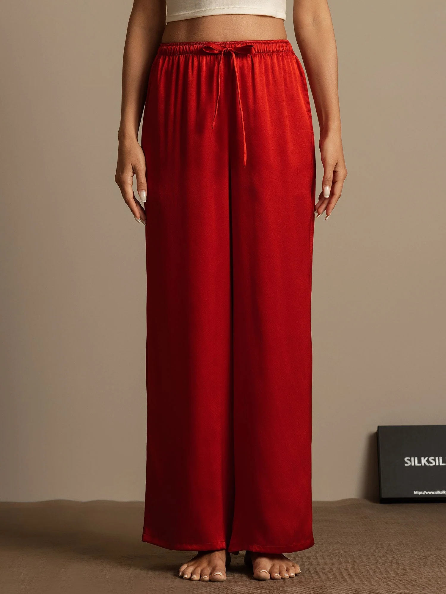 Reine Seide Entspannte Elastische Taille Hose - Image 19