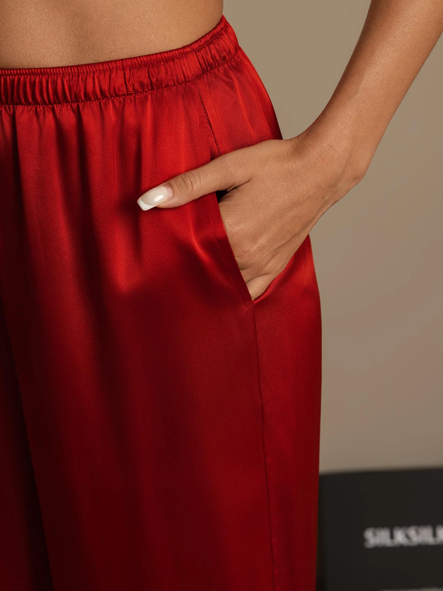 Reine Seide Entspannte Elastische Taille Hose - Image 20