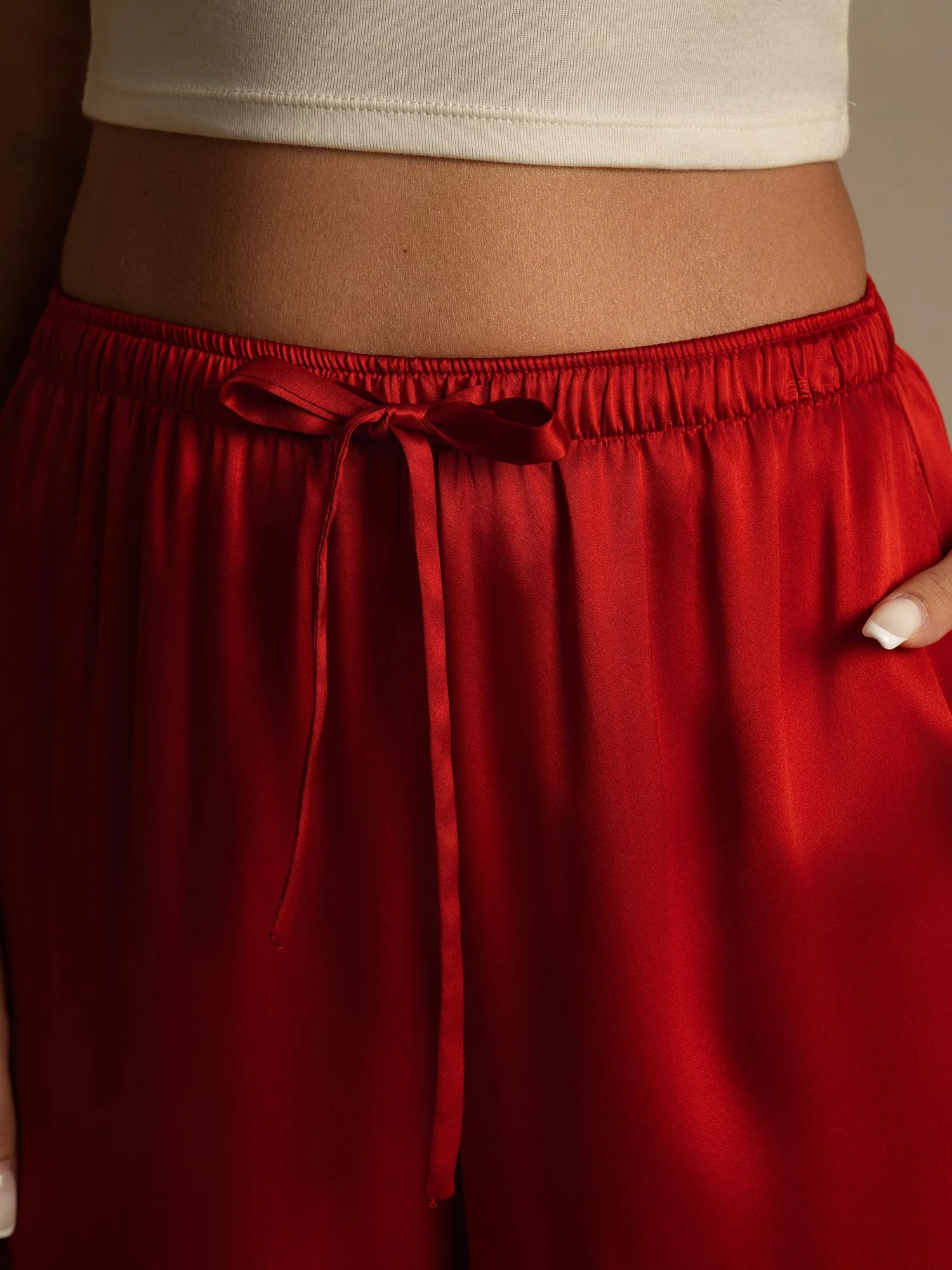 Reine Seide Entspannte Elastische Taille Hose - Image 21