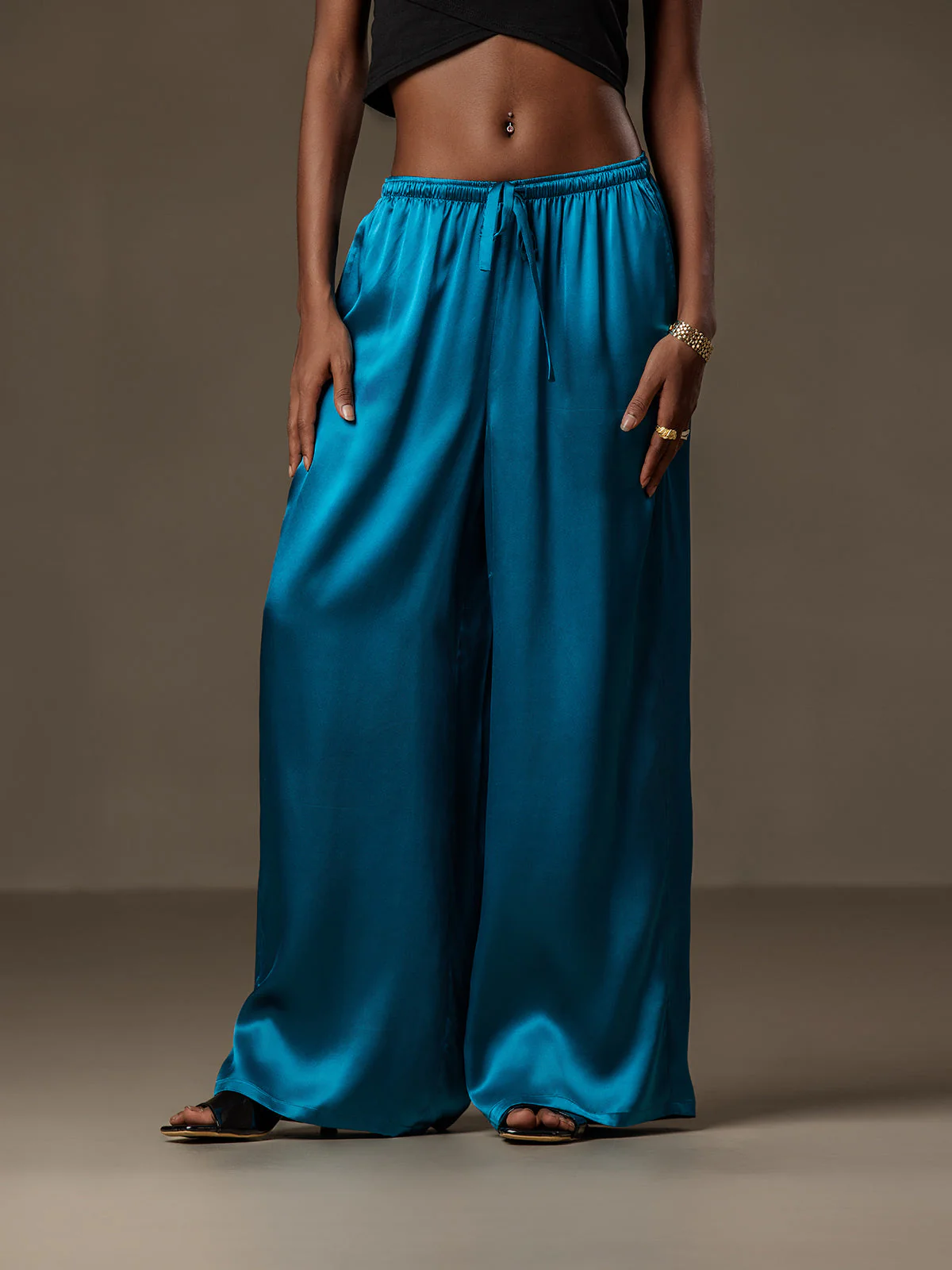 Reine Seide Entspannte Elastische Taille Hose - Image 22