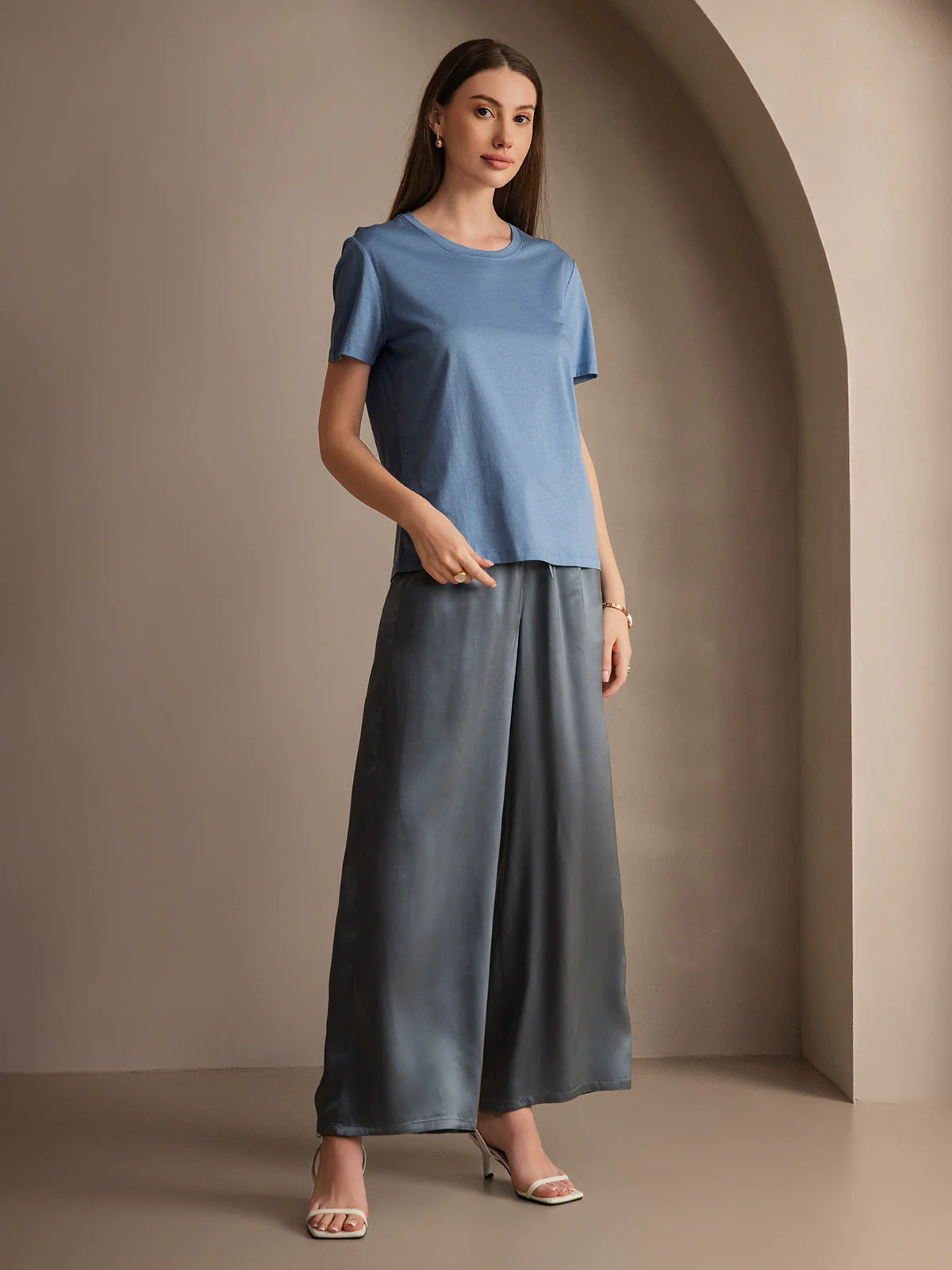 Reine Seide Entspannte Elastische Taille Hose - Image 31