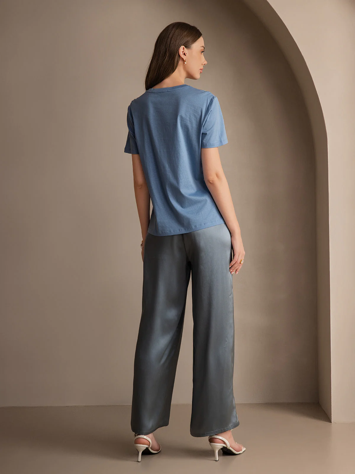 Reine Seide Entspannte Elastische Taille Hose - Image 32