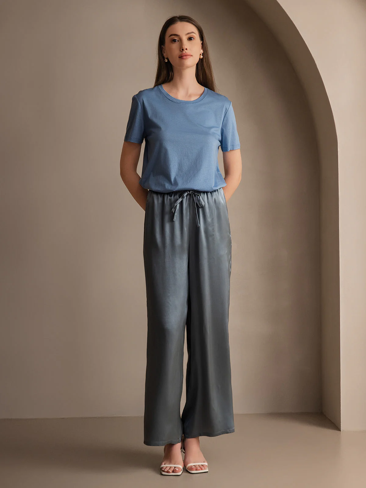 Reine Seide Entspannte Elastische Taille Hose - Image 34