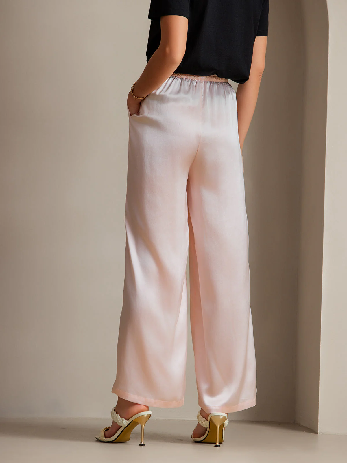 Reine Seide Entspannte Elastische Taille Hose - Image 36