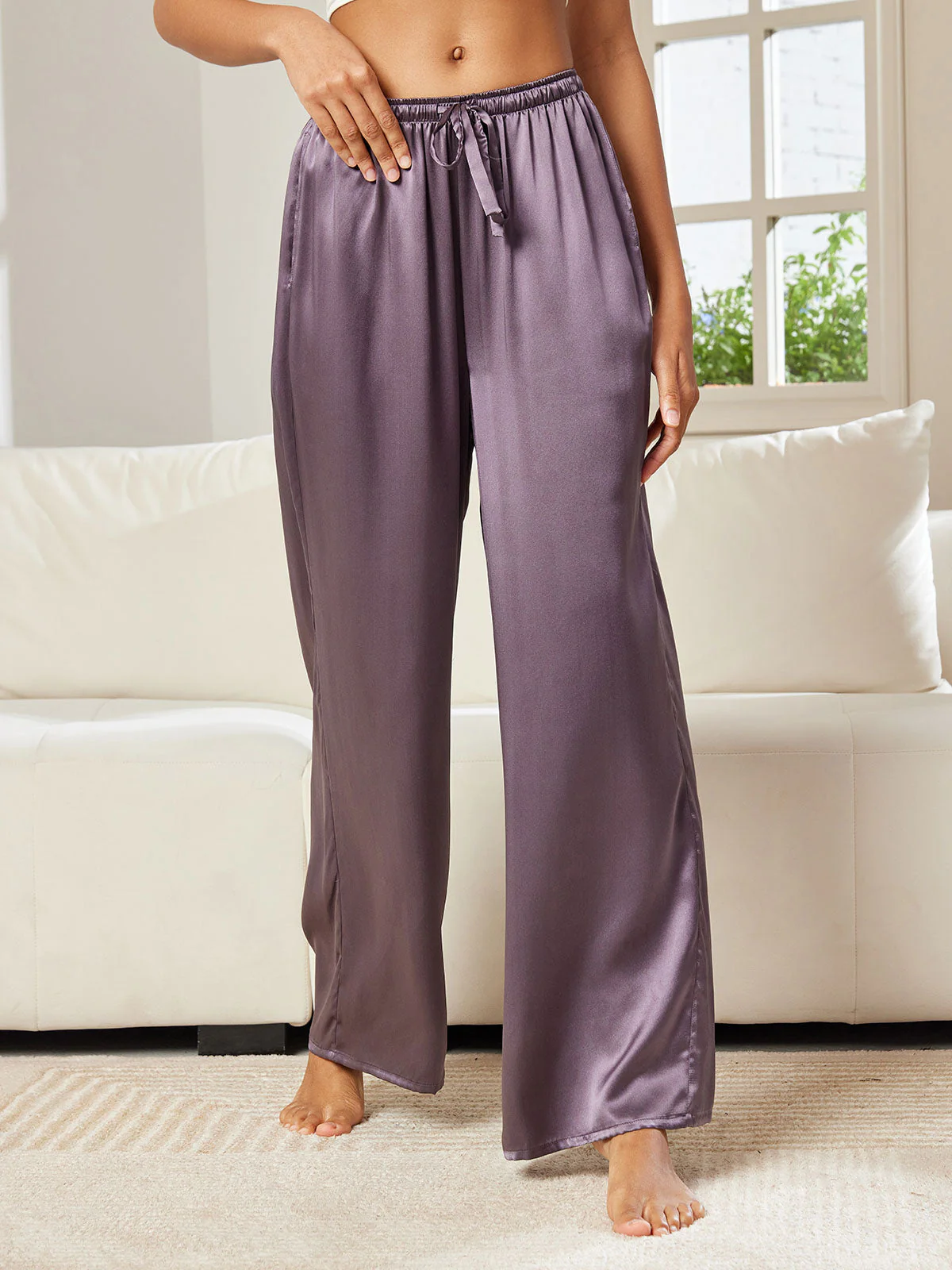 Reine Seide Entspannte Elastische Taille Hose - Image 45
