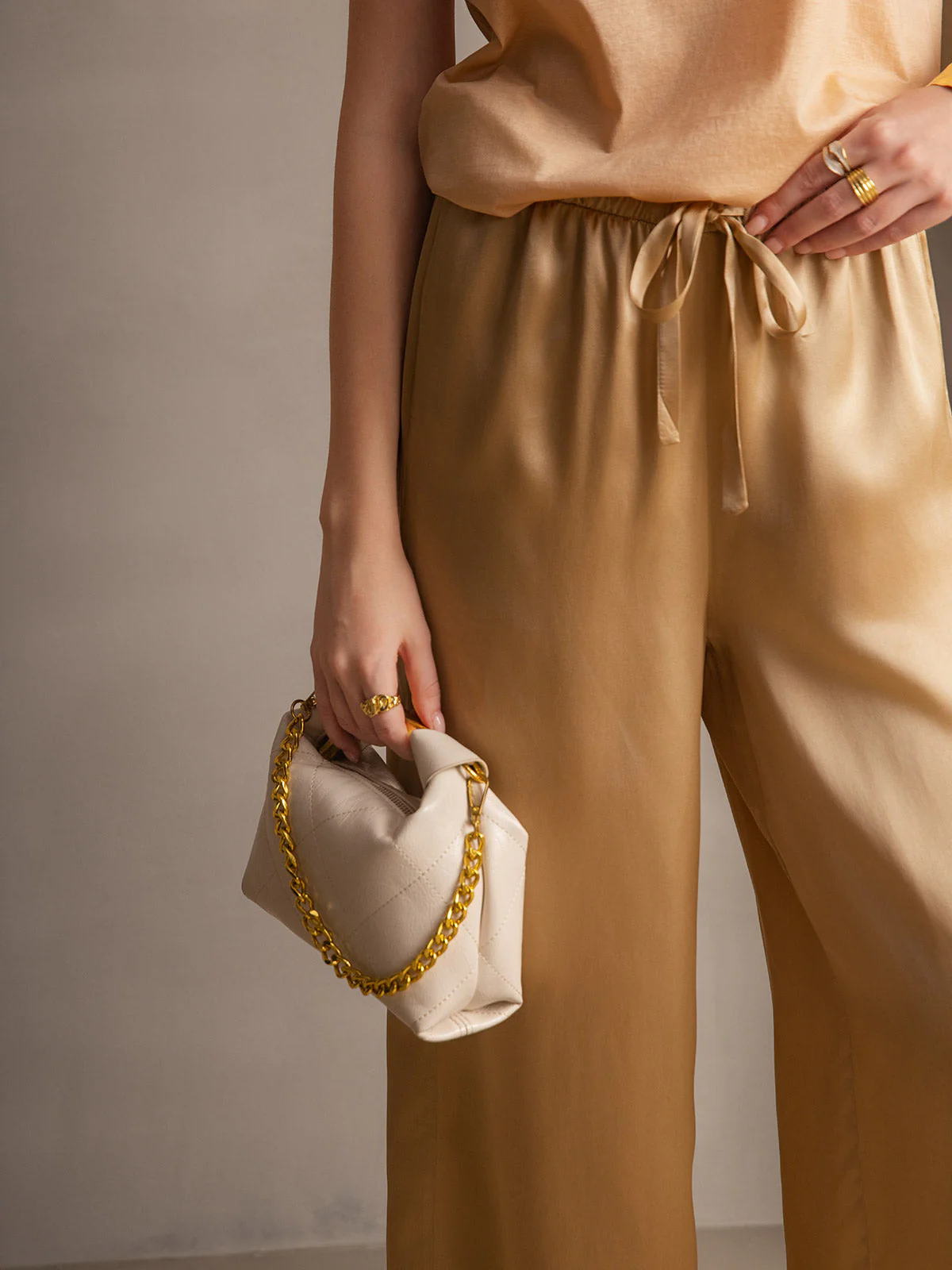 Reine Seide Entspannte Elastische Taille Hose - Image 46