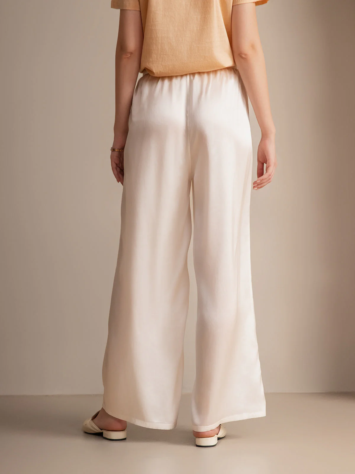 Reine Seide Entspannte Elastische Taille Hose - Image 53