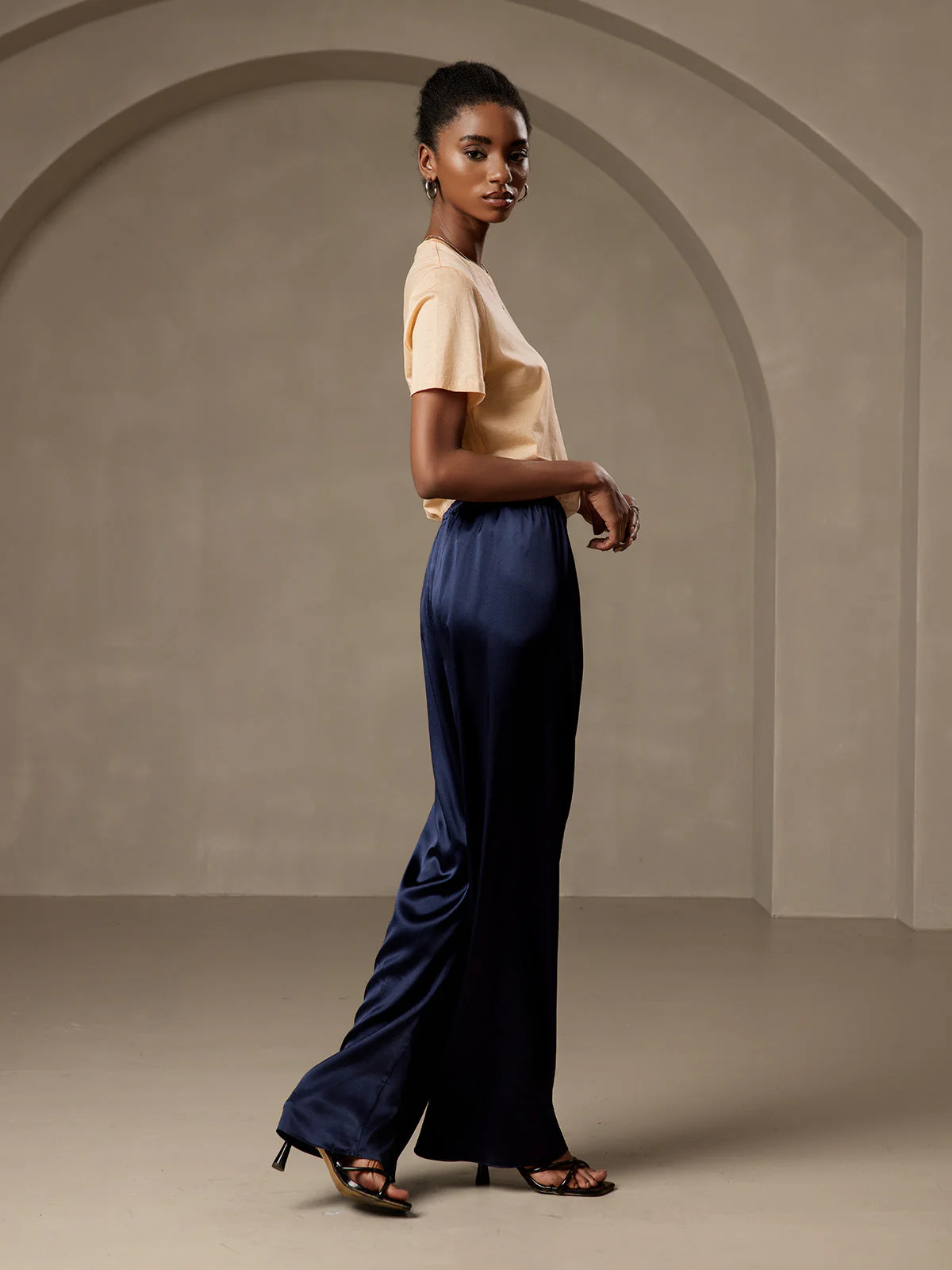 Reine Seide Entspannte Elastische Taille Hose - Image 62