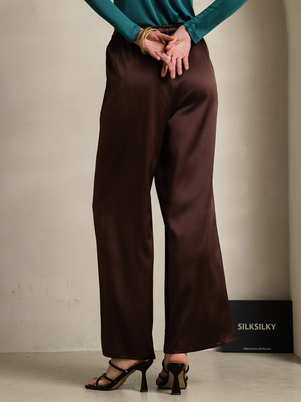 Reine Seide Entspannte Elastische Taille Hose - Image 65