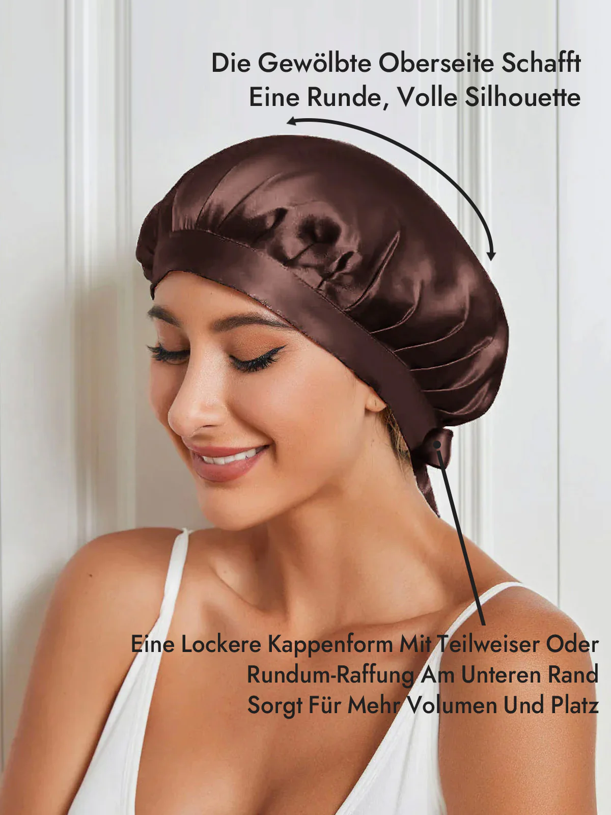 Schlafhaube aus 100% Maulbeerseide mit Bändern - Image 15