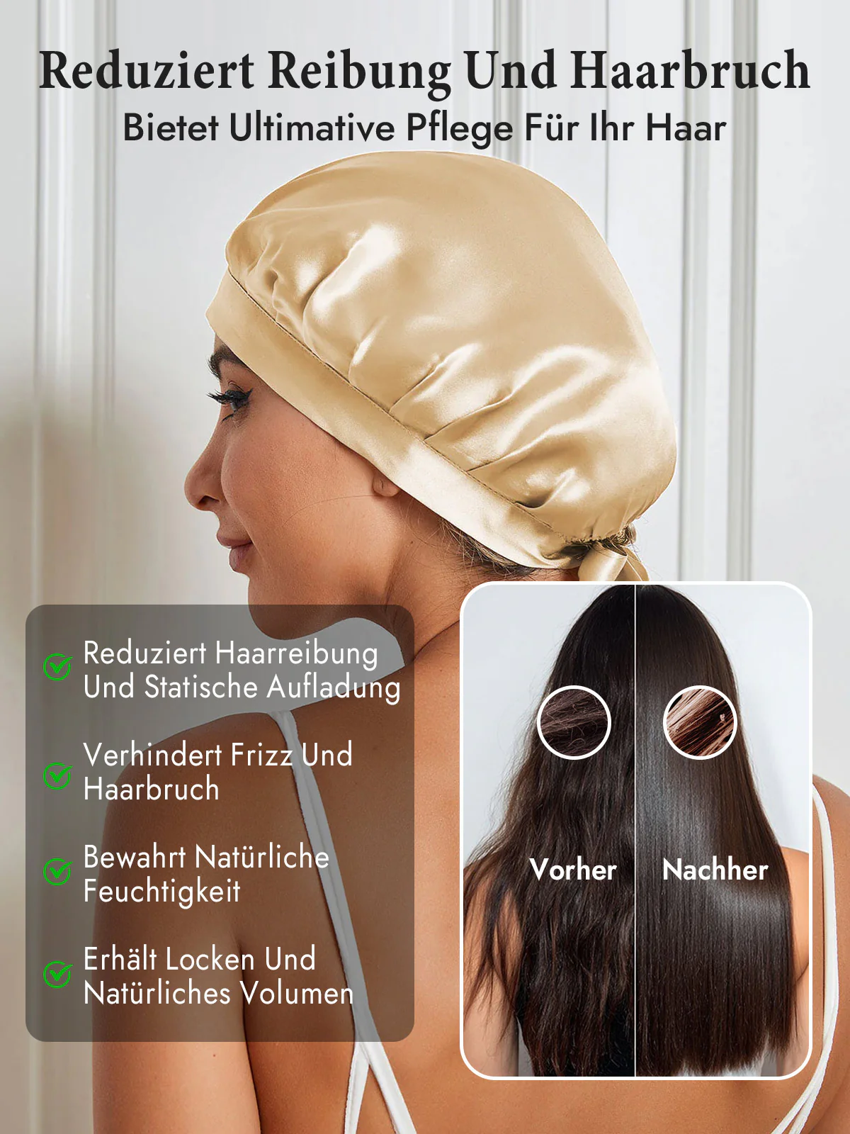 Schlafhaube aus 100% Maulbeerseide mit Bändern - Image 64