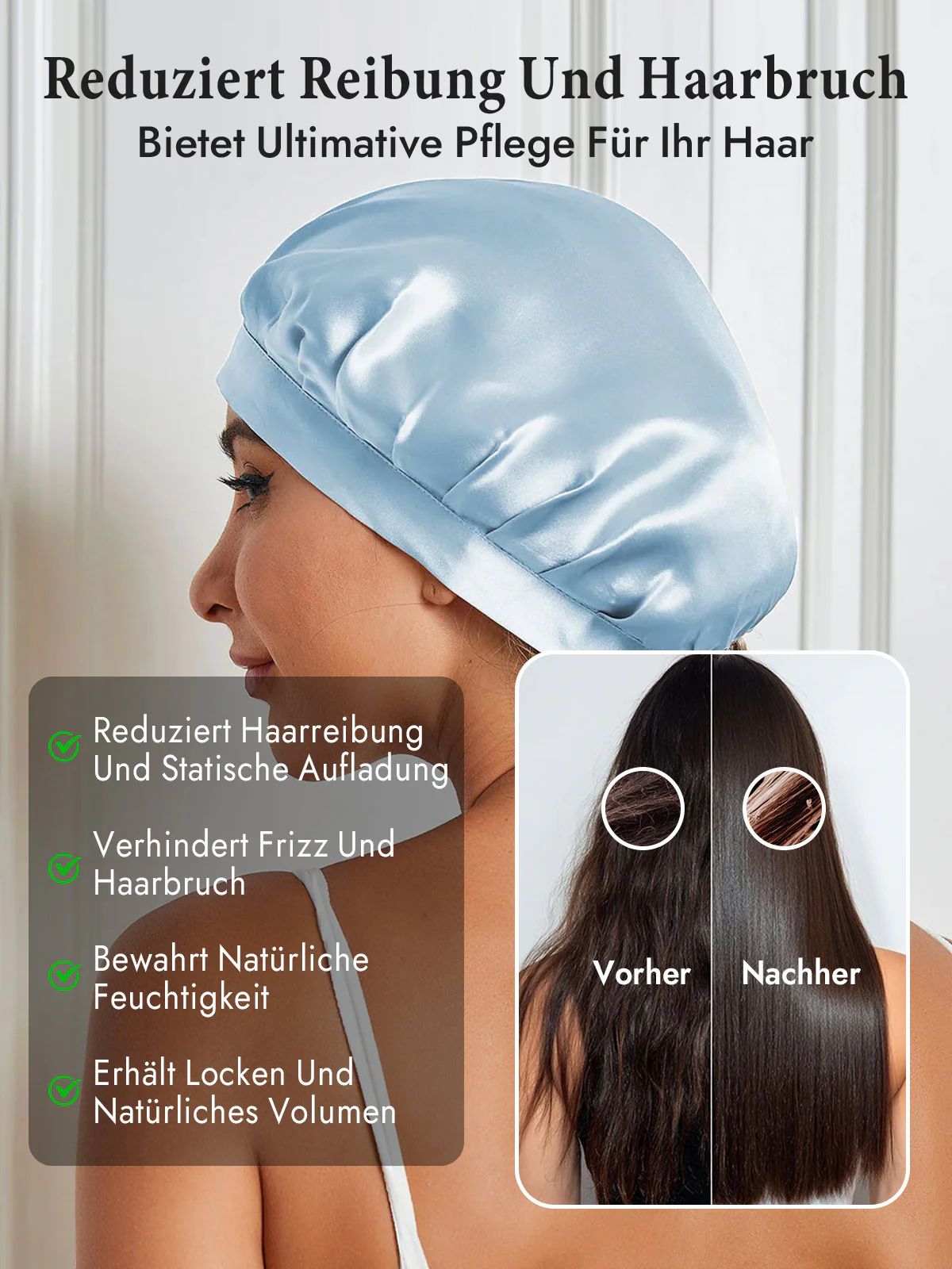 Schlafhaube aus 100% Maulbeerseide mit Bändern - Image 76