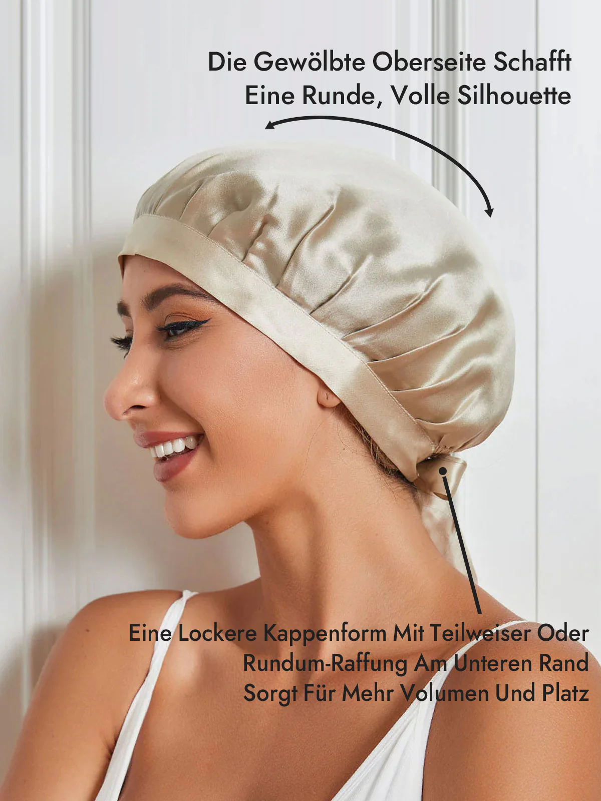 Schlafhaube aus 100% Maulbeerseide mit Bändern - Image 93