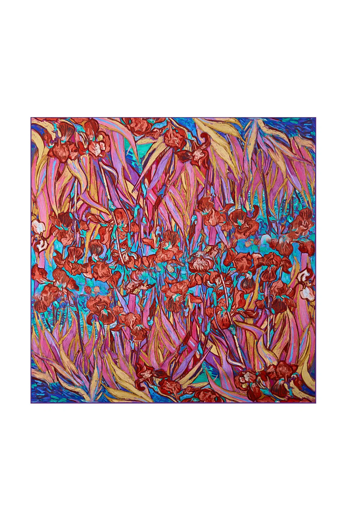 Reiner Seidener Blumenmuster-Schal Quadratisch - Größe 53x53cm