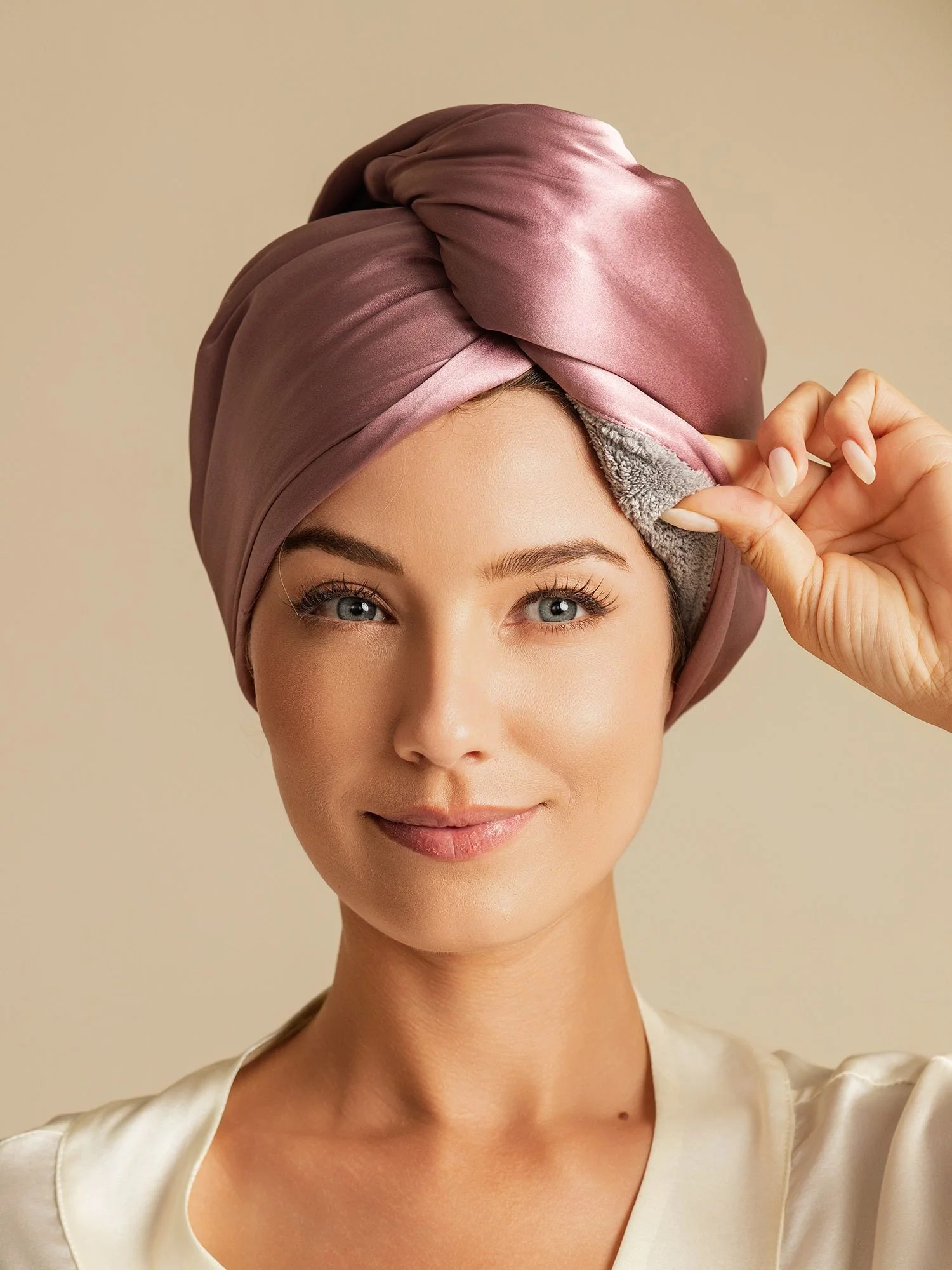 100% Maulbeerseide Doppelseitiges Haarturban-Handtuch – Schnelltrocknend, Anti-Frizz & Sanft zum Haar