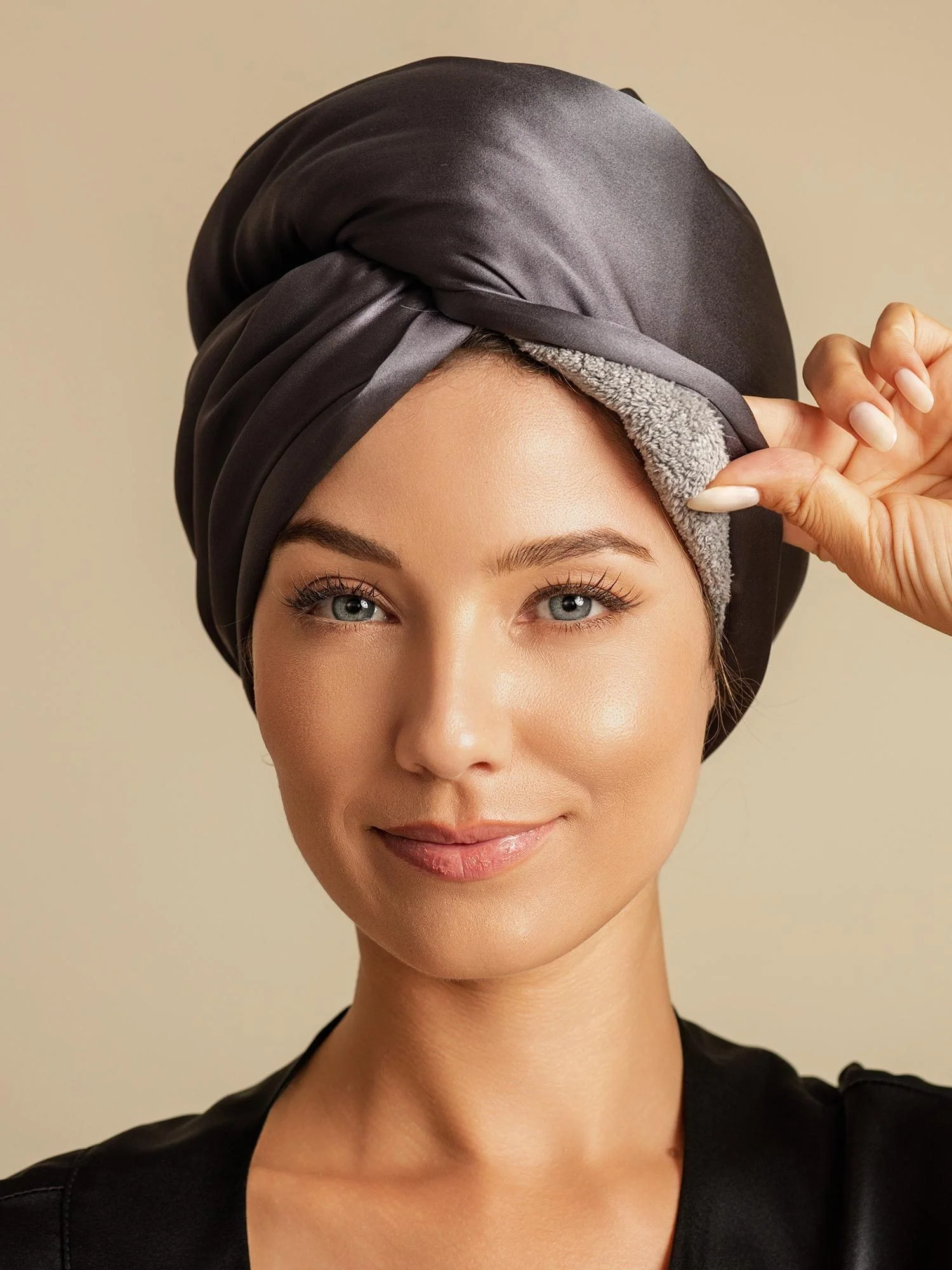 100% Maulbeerseide Doppelseitiges Haarturban-Handtuch – Schnelltrocknend, Anti-Frizz & Sanft zum Haar - Image 43