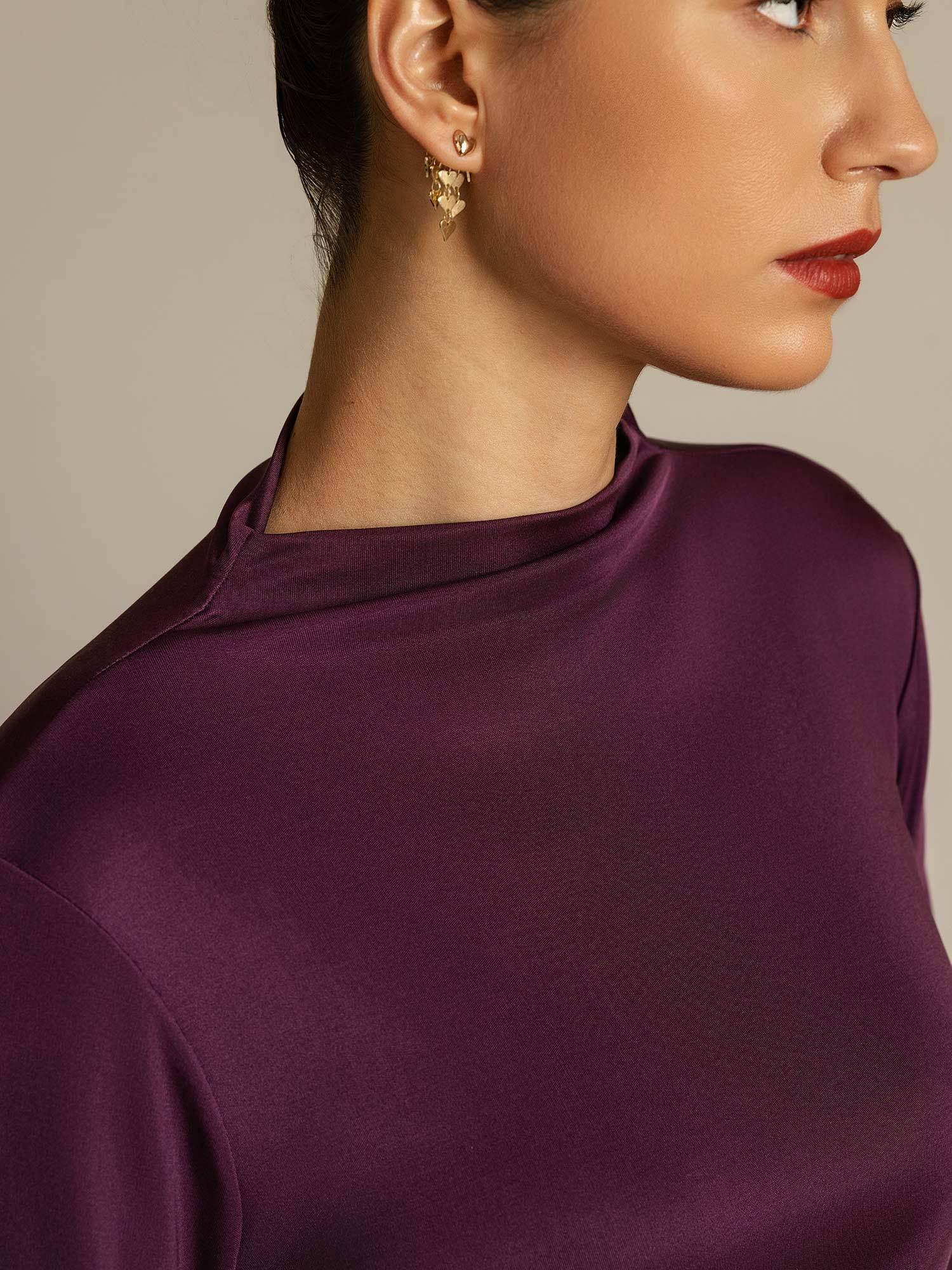Damen Reines Seiden Langarm Mock Top - Image 4