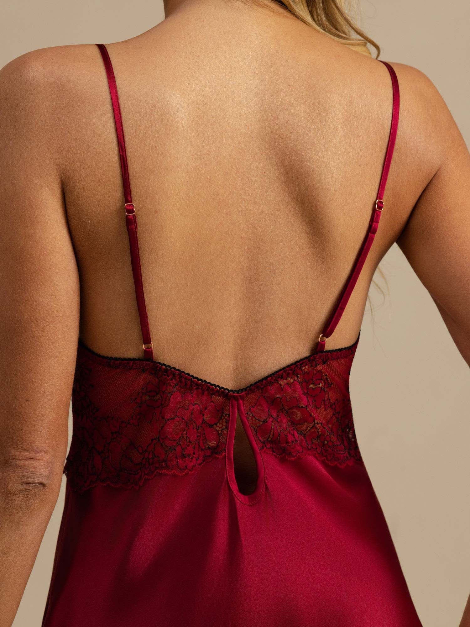 100% Maulbeerseide Nachthemd Mit Spitzenbesatz V-Ausschnitt Sexy Chemise - Image 29