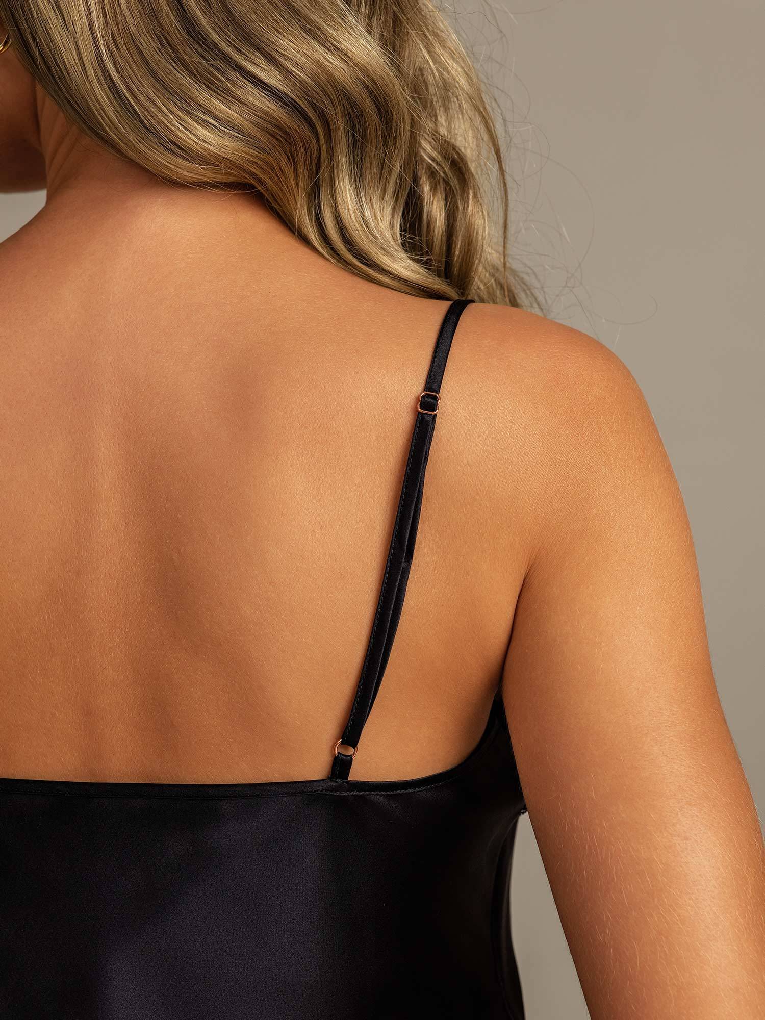 Reine Seide Spitzenbesatz Spaghettiträger V Ausschnitt Sexy Camisole Set - Image 14