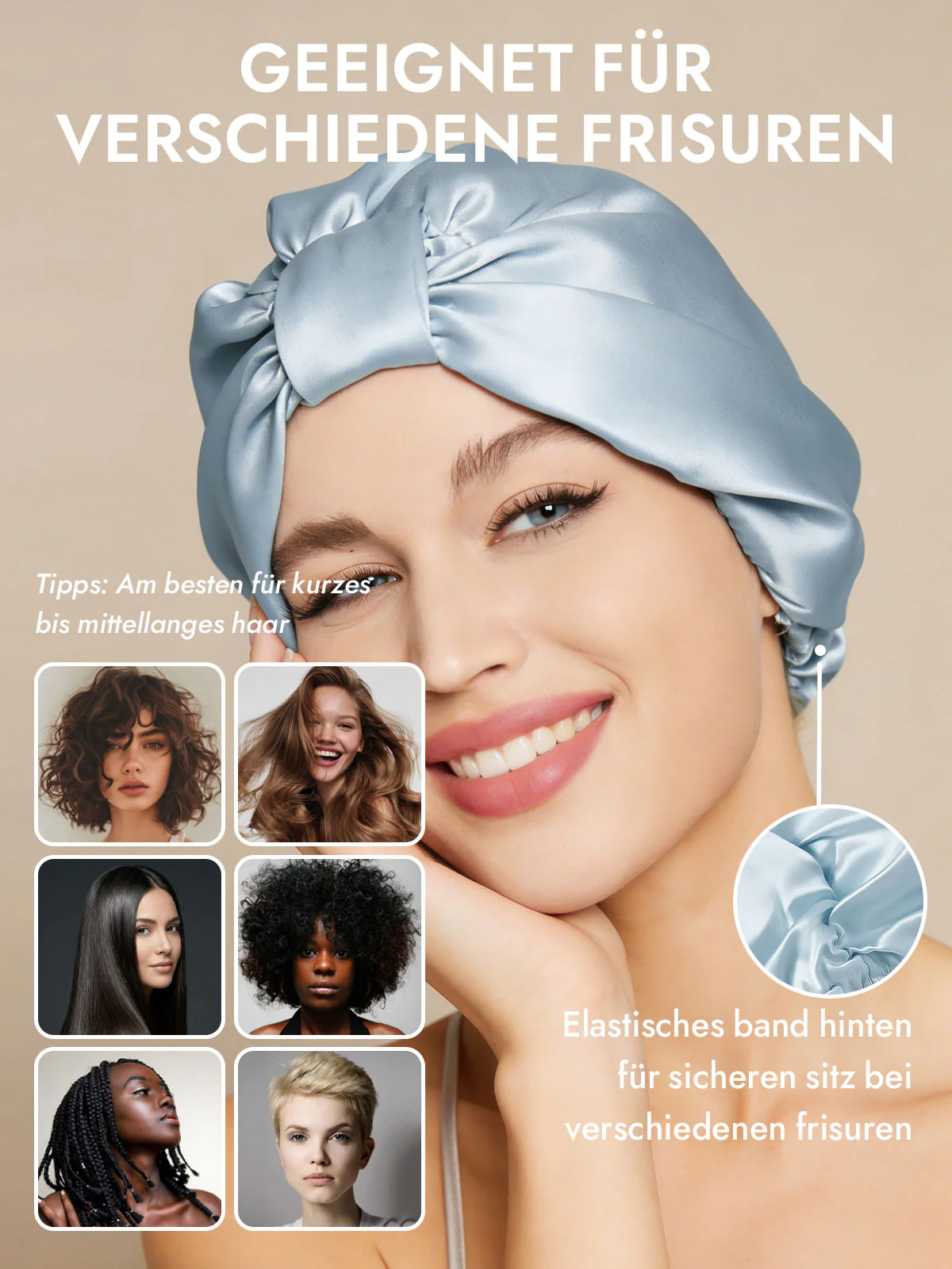 Reine Seide Nacht Turban Seidenhaube - Image 41