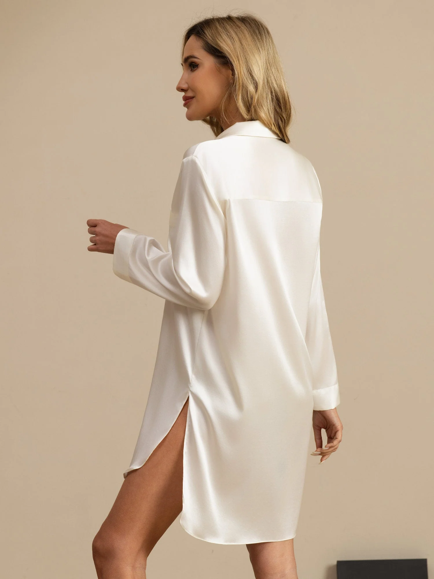 Reines Seiden-Nachthemd Mit High-Low-Saum - Image 26