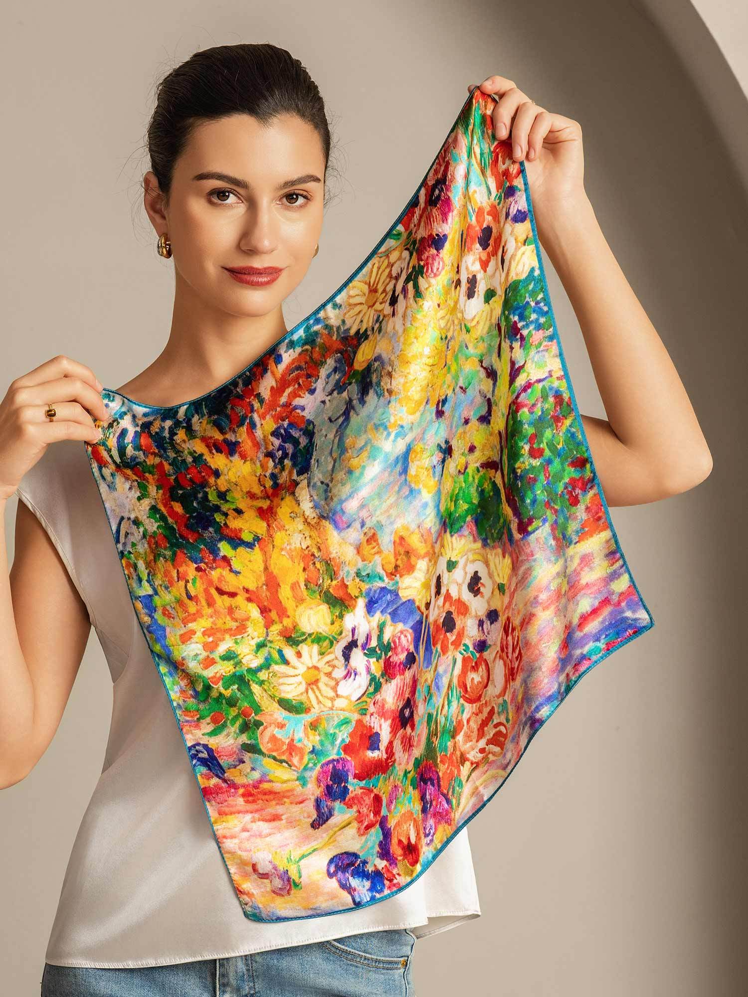 Pure Silk Ölmalerei Quadrat Tuch - Größe 53x53cm - Image 2
