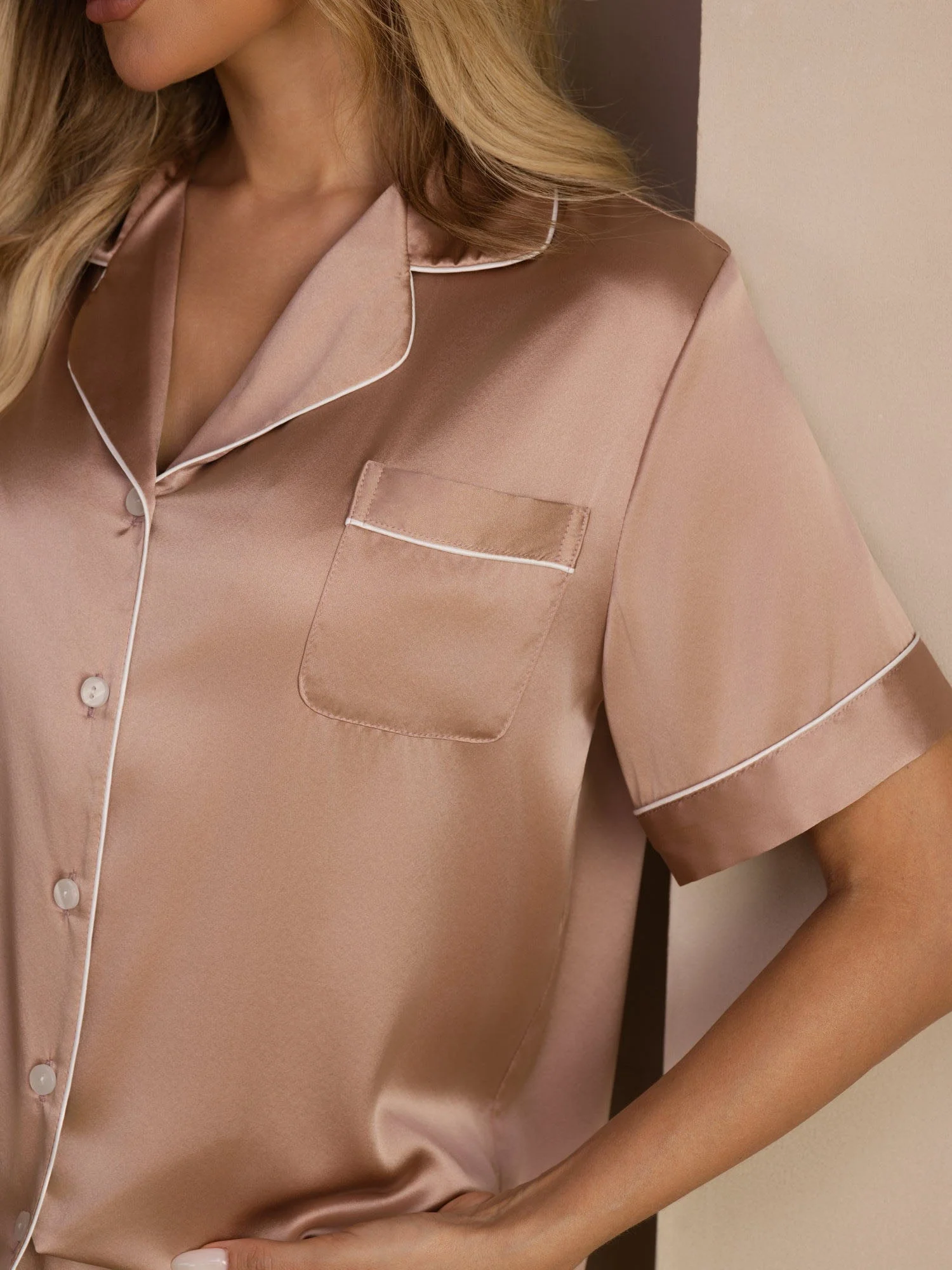 Pyjama aus reiner Seide, kurzes Pyjama-Set - Image 10