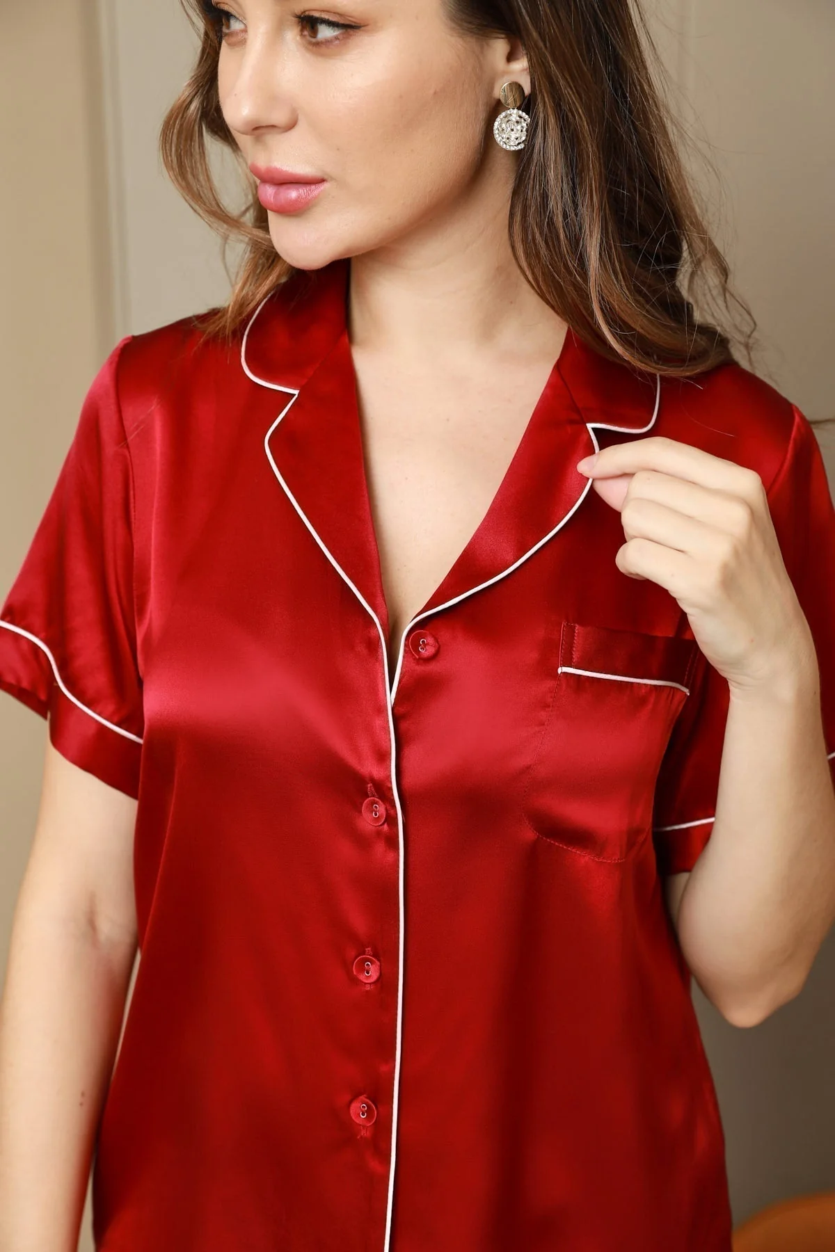 Reiner Seidenpyjama Kurzes Pyjama-Set 2-teilig - Image 69