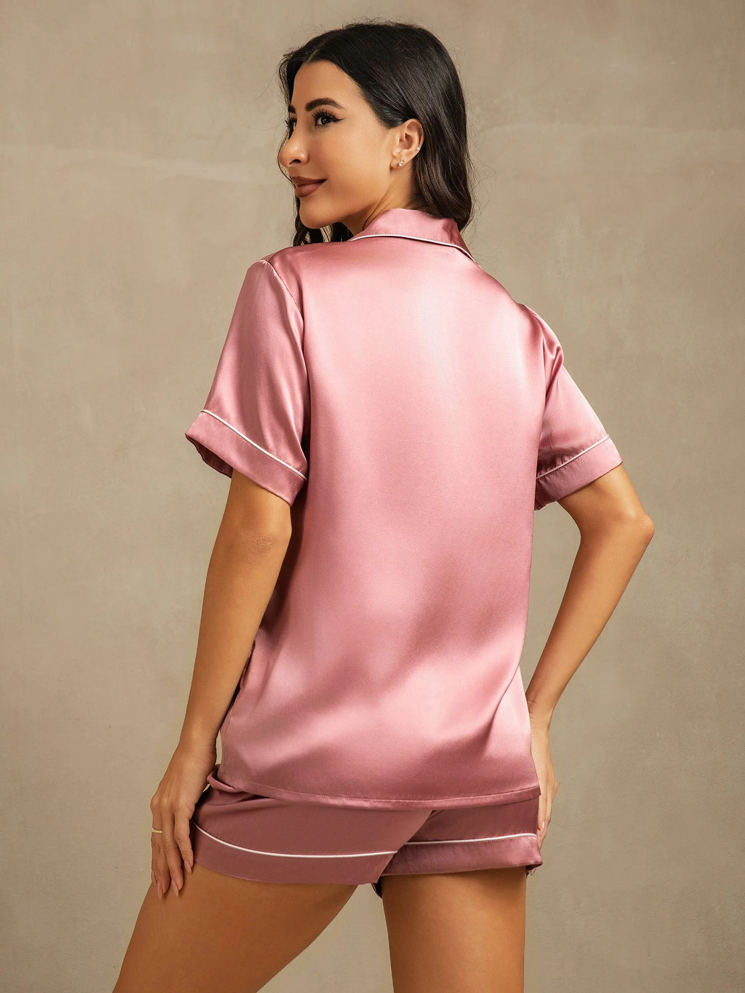 Pyjama aus reiner Seide, kurzes Pyjama-Set - Image 63