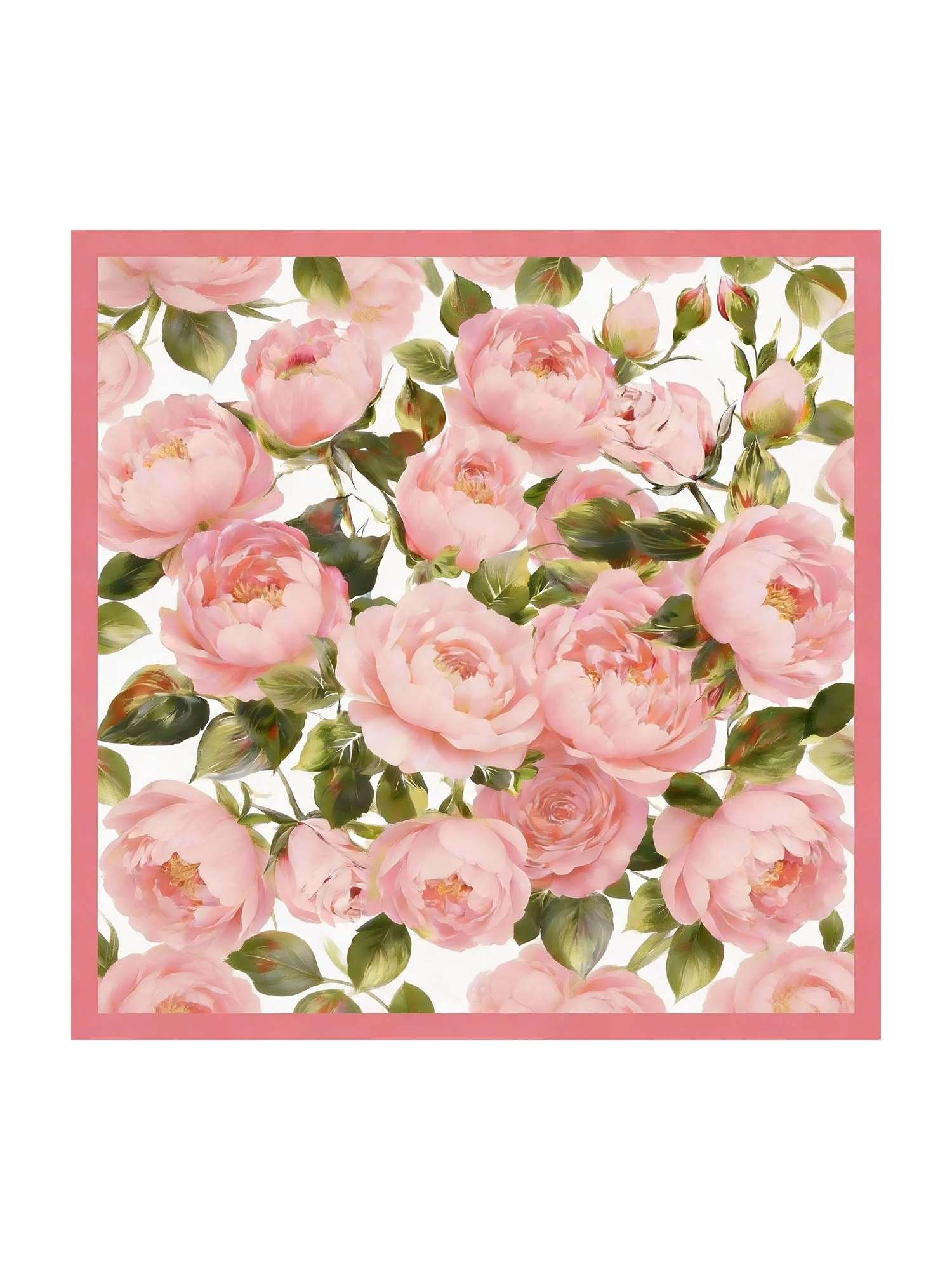 Reine Seide Rosa Blumenprint Quadratischer Schal - Größe 90x90cm